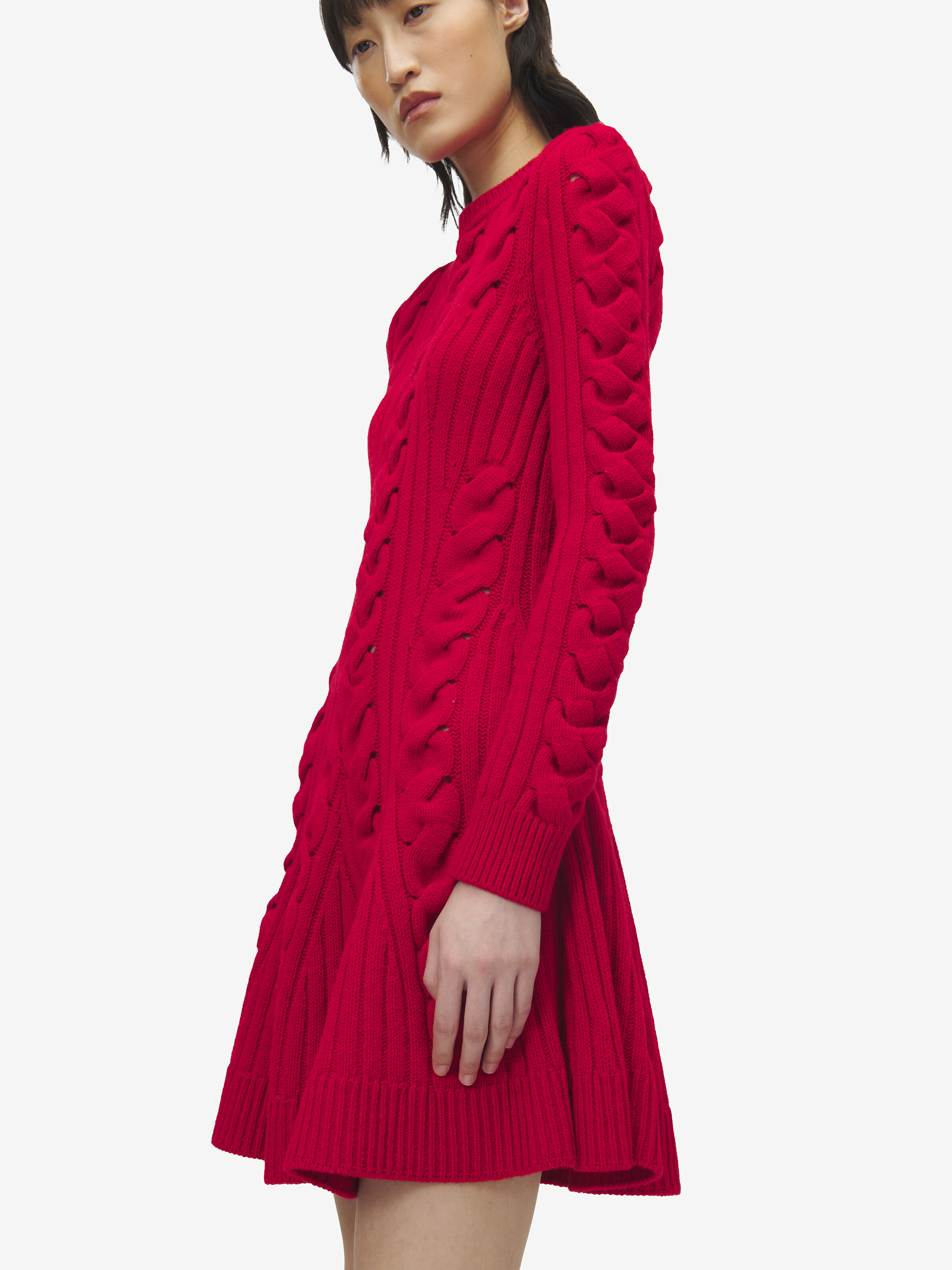 Wool Cashmere Cable Knit Mini Dress - 4