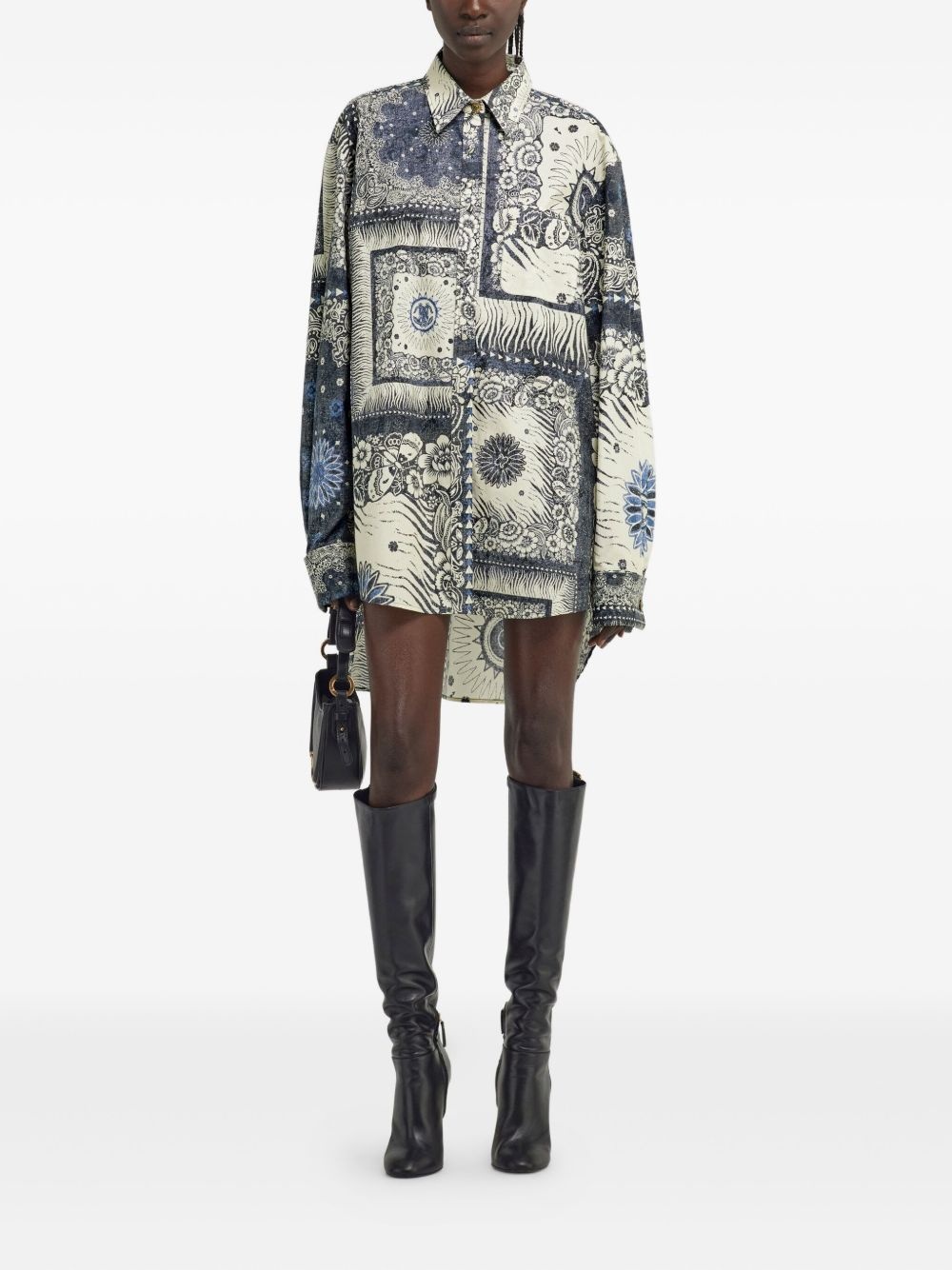 bandana-print shirt dress - 2