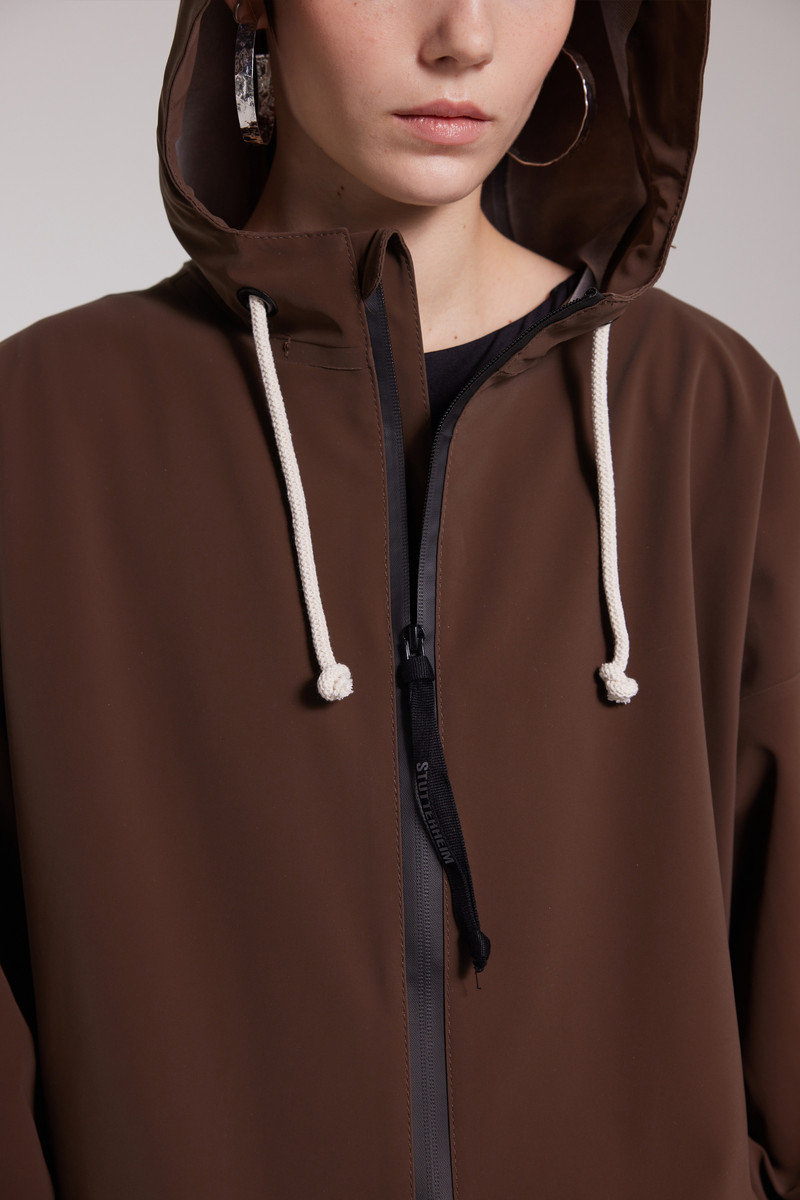 Sandviken Long Zip Matte Raincoat Dark Brown 5