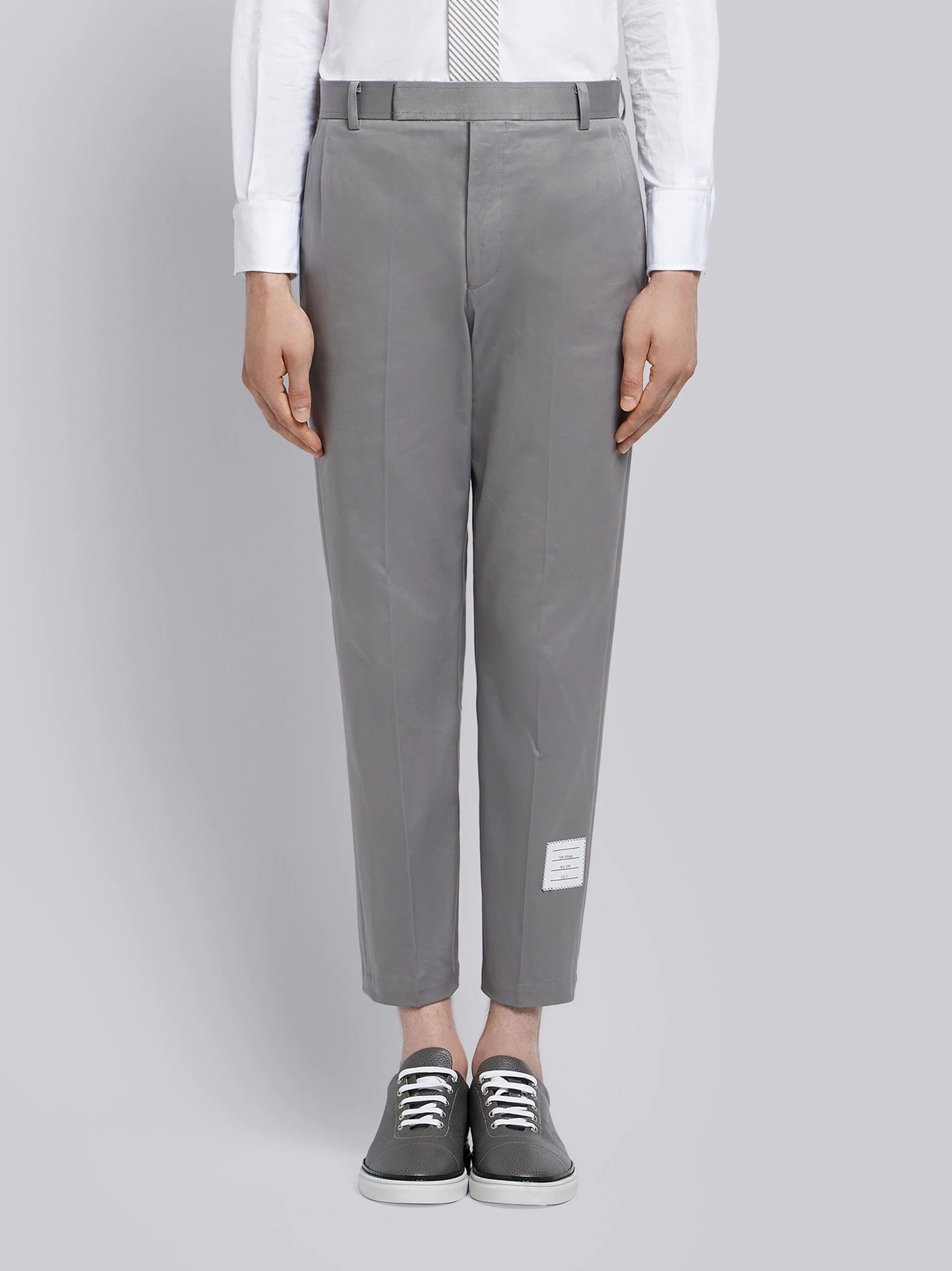 Medium Grey Cotton Twill Unconstructed Chino Trouser - 1