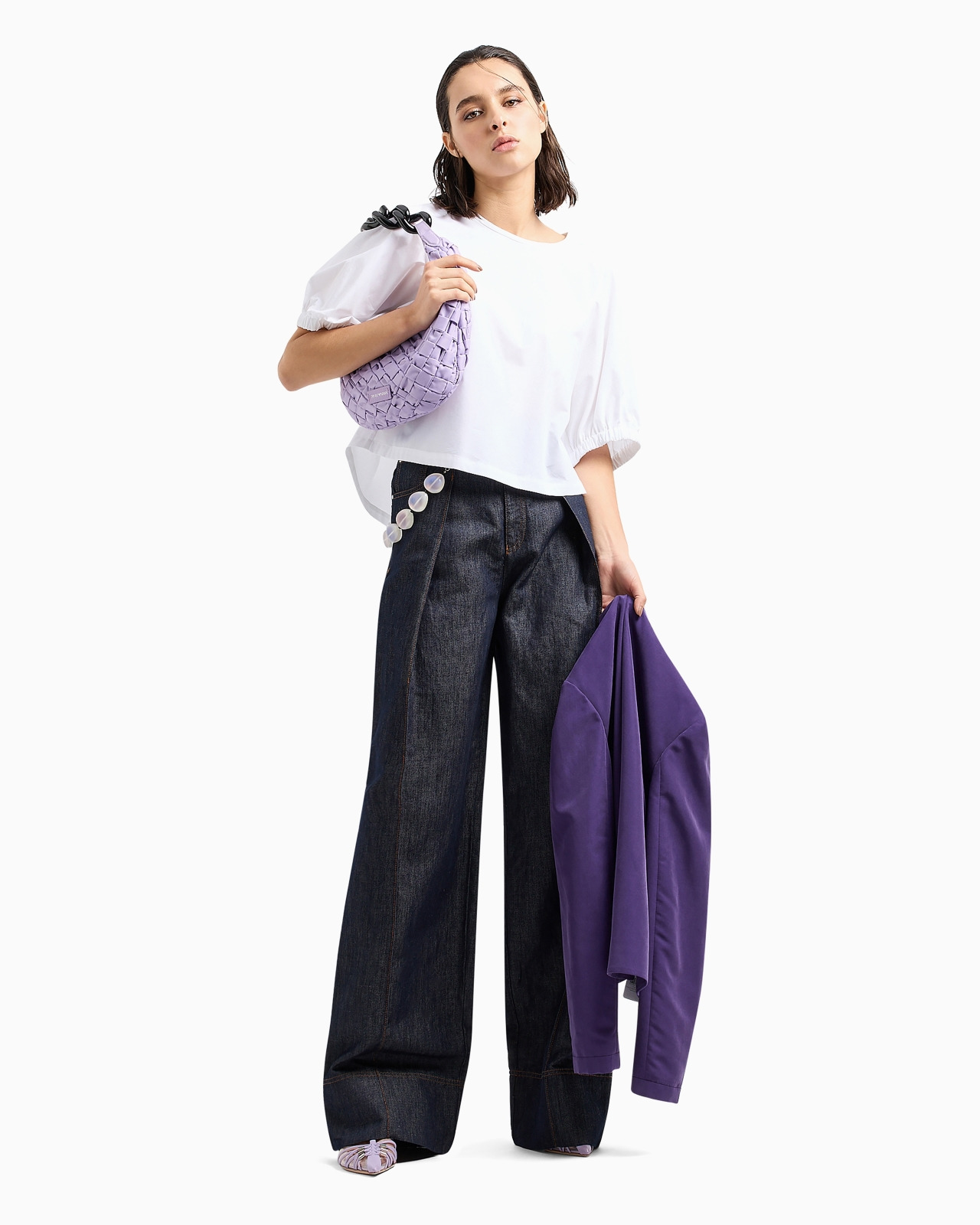 Short-sleeved tie blouse in poplin - 4