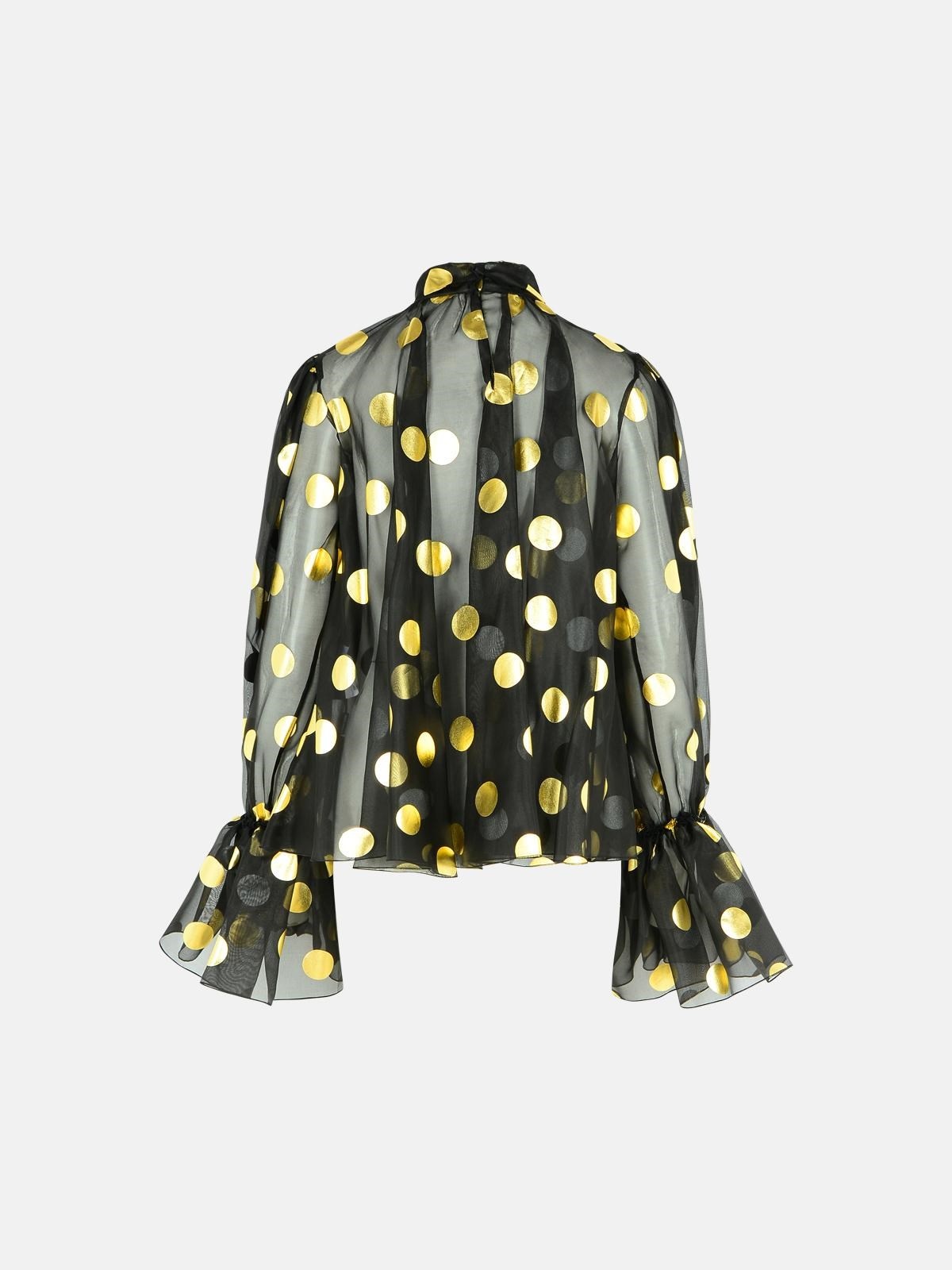 BLACK SILK ORGANZA BLOUSE - 3