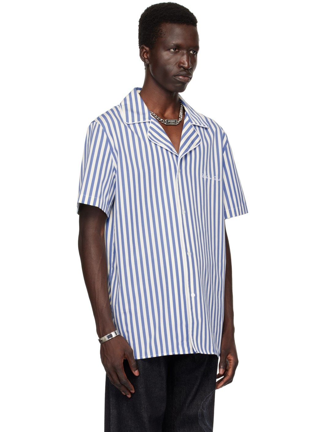 Blue & Off-White Striped Shirt - 2