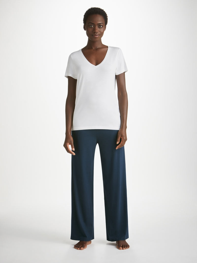 Derek Rose Women's V-Neck T-Shirt Lara Micro Modal Stretch White outlook