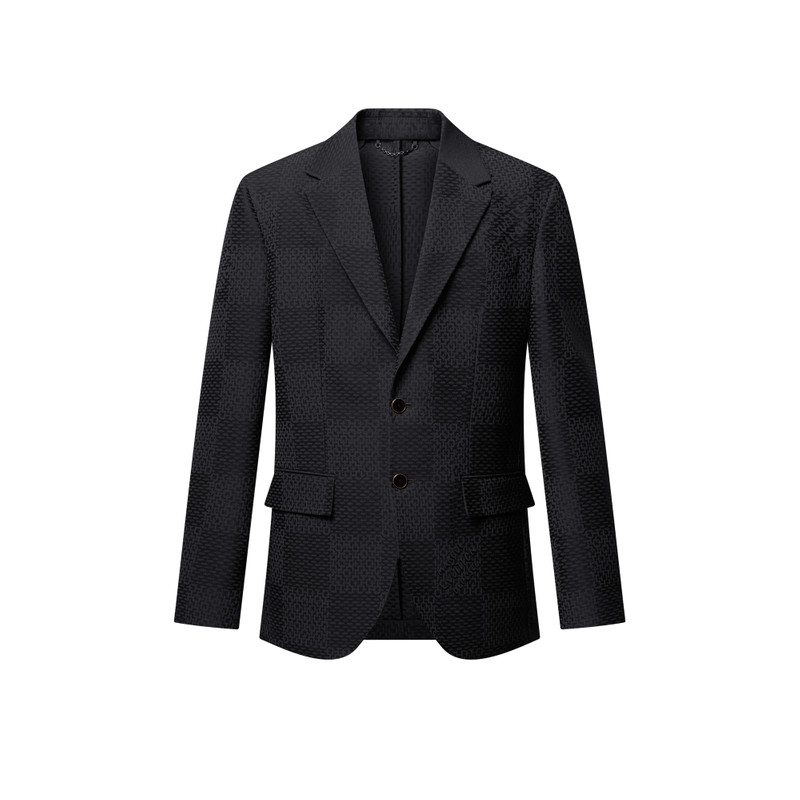 Jacquard Damier Wool-Silk Blend Napolitana Jacket 1