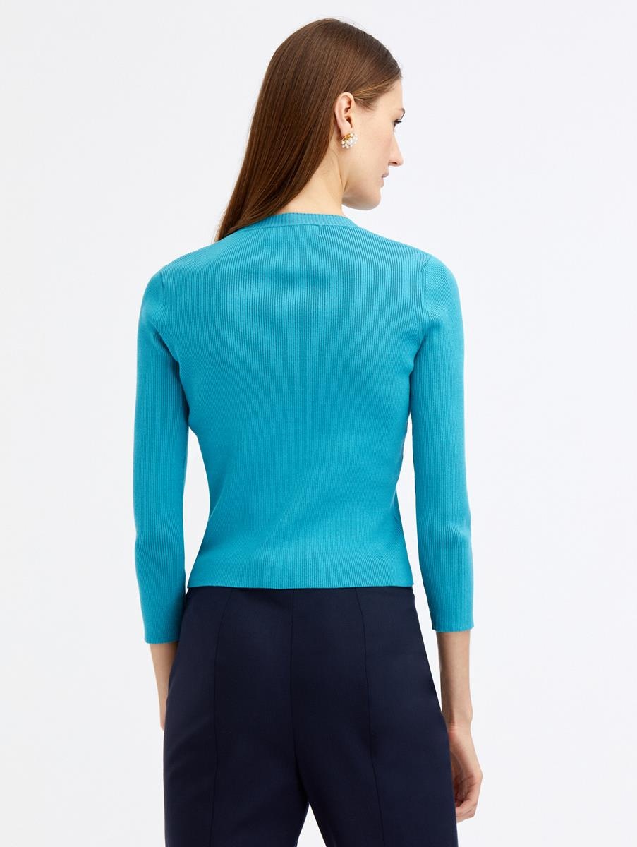 SILK BUTTON FRONT RIB CARDIGAN - 3