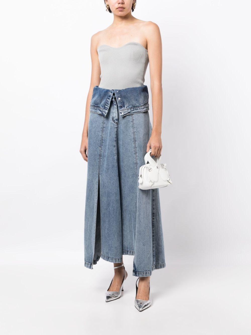 ribbed-knit bustier-style top - 6