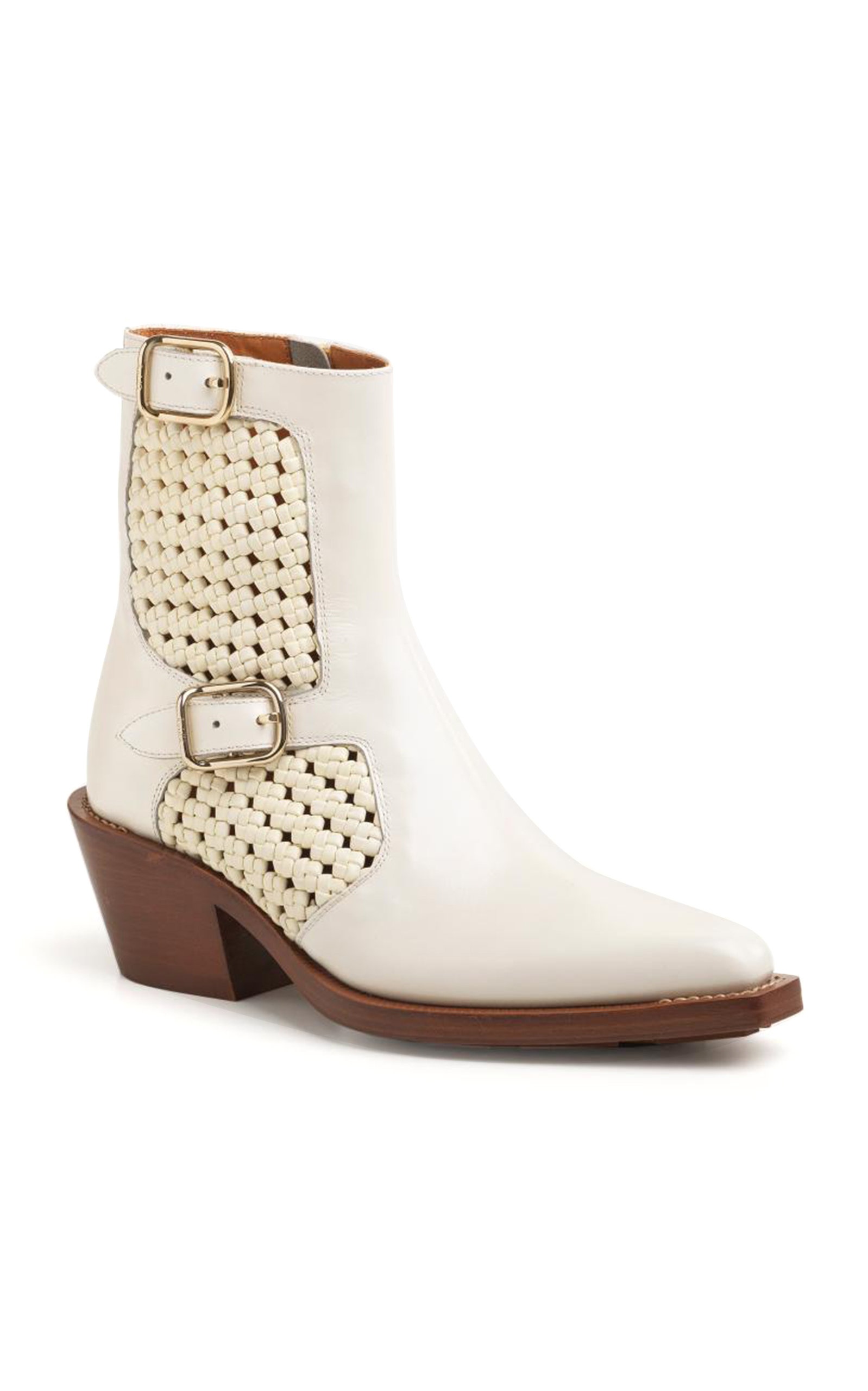 Nellie Leather Woven Boots white - 1