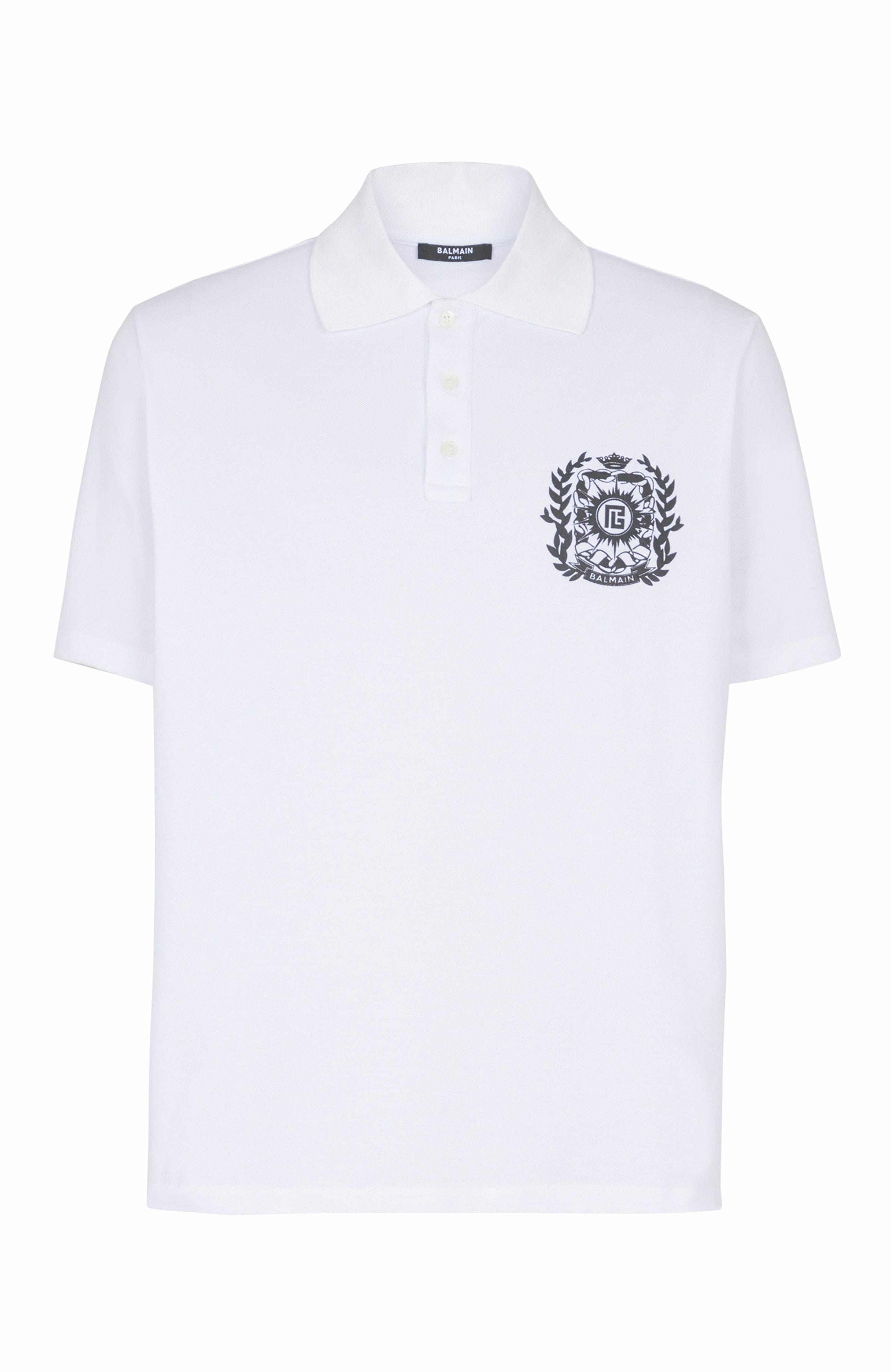 Balmain Cotton polo shirt with Écusson print in White at Nordstrom - 5