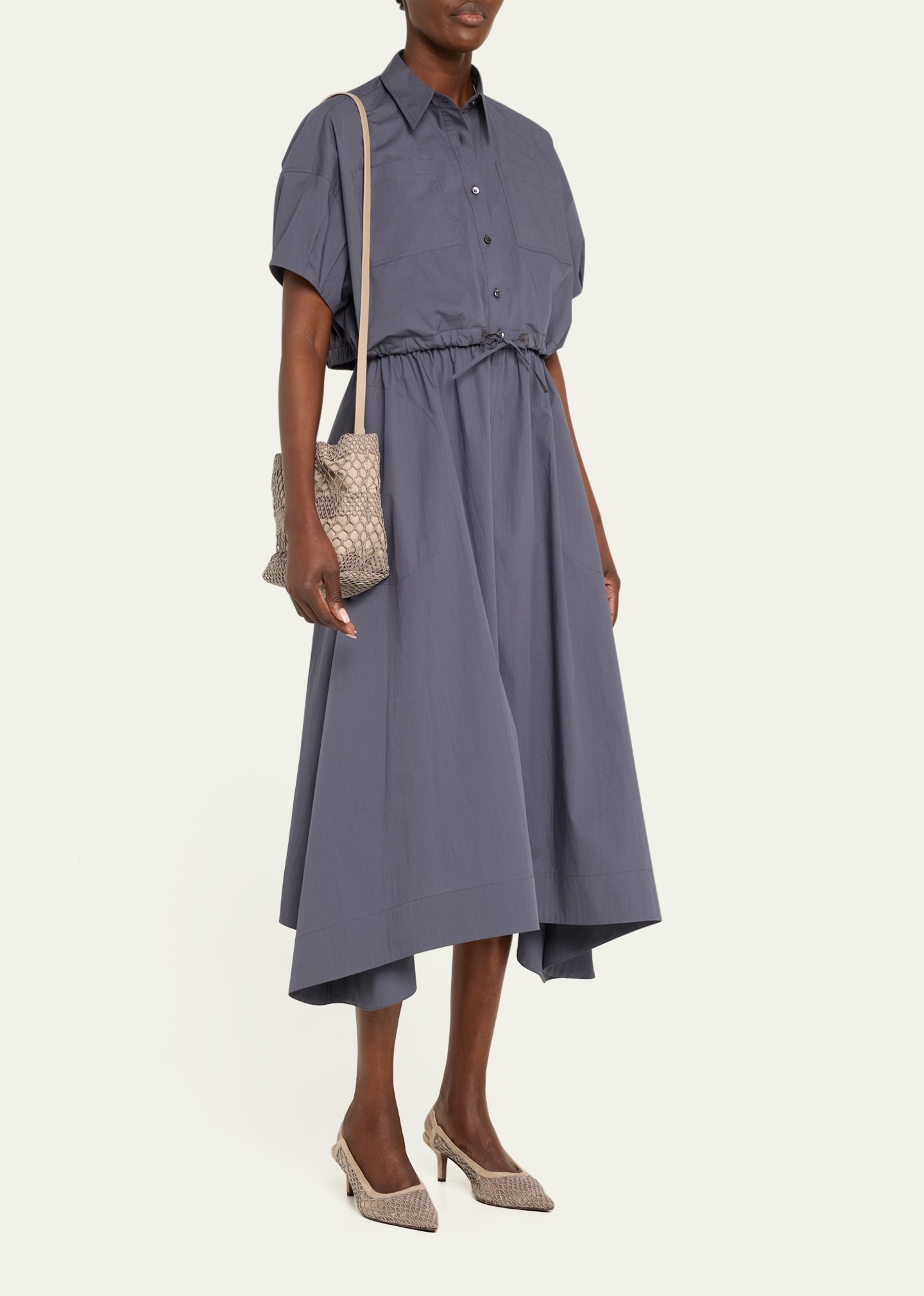 Light-Weight Shirtdress with Fitted Waist and Monili Loop Detail - 4