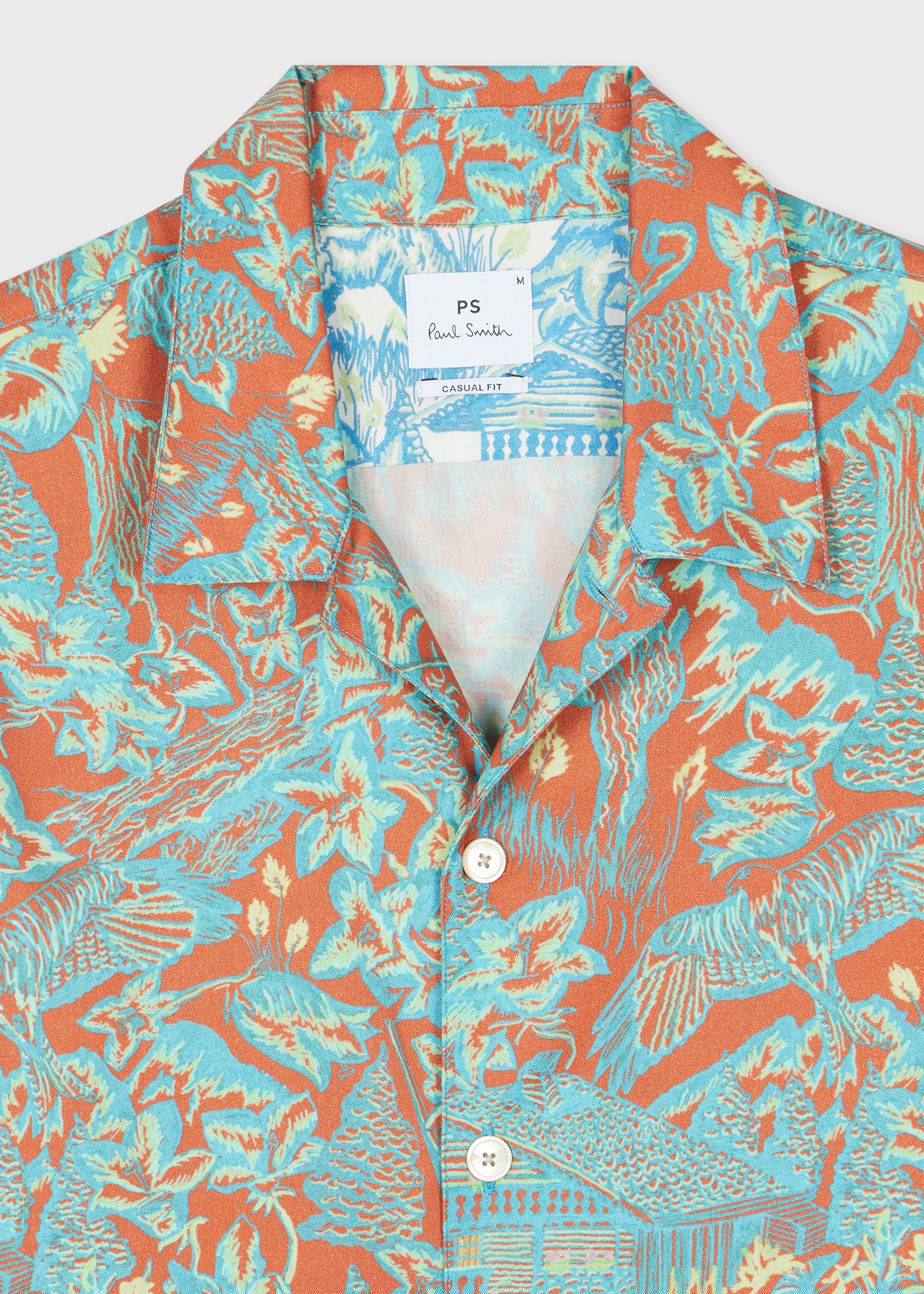 Casual-Fit Orange and Turquoise 'Chalet' Print Shirt - 2