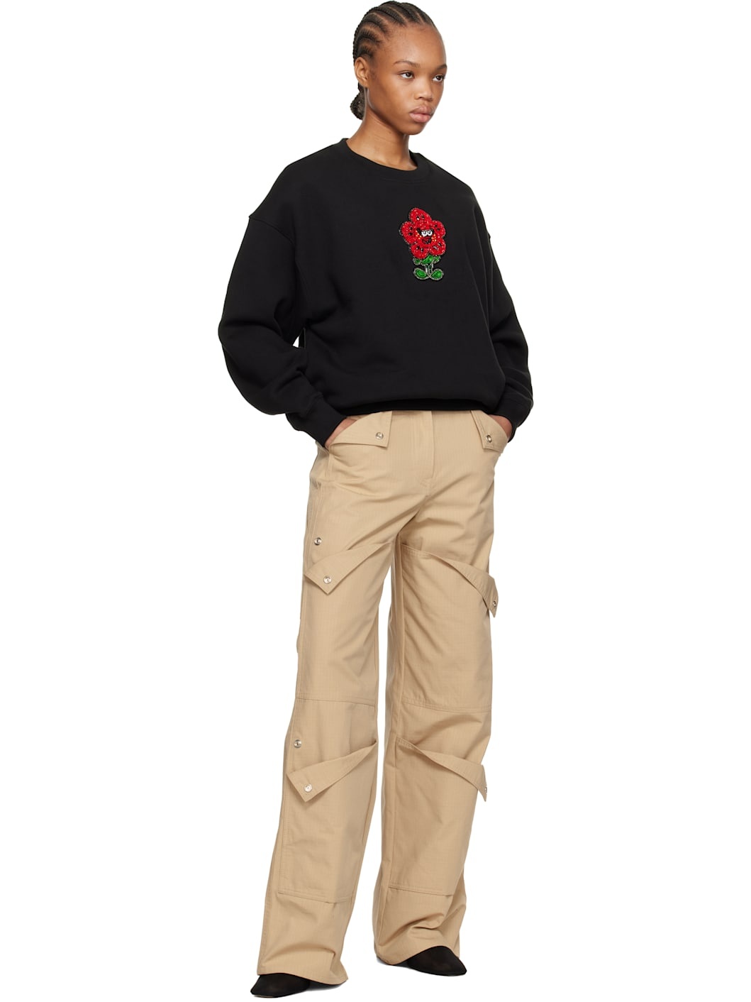 Black  Paris VERDY Edition Embroidered Oversized Sweatshirt - 4