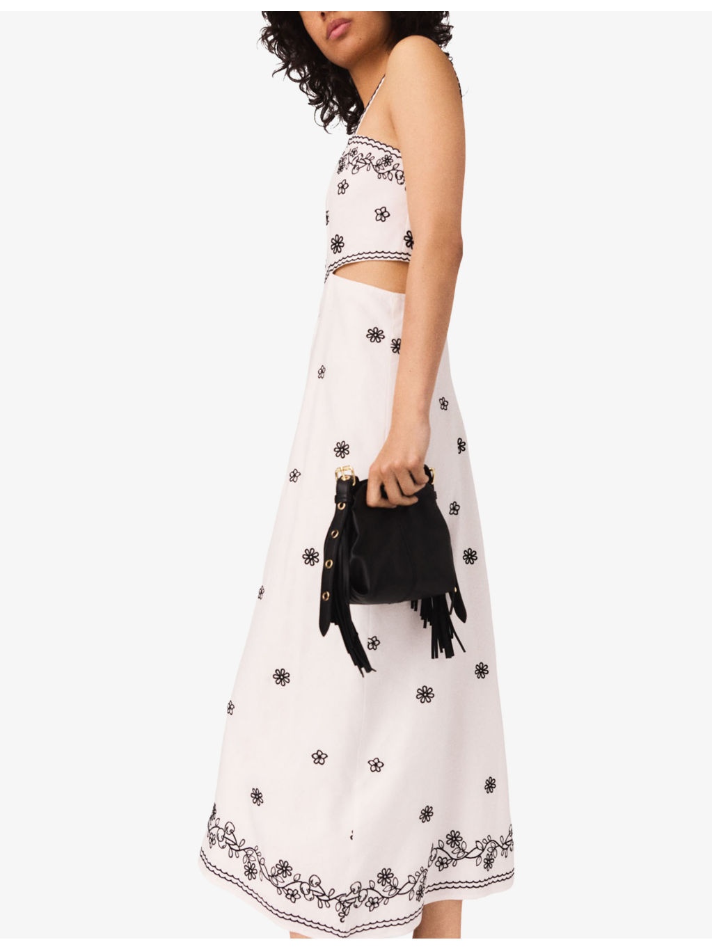 Floral-Embroidered Cut-Out Linen-Blend Maxi Dress - 5