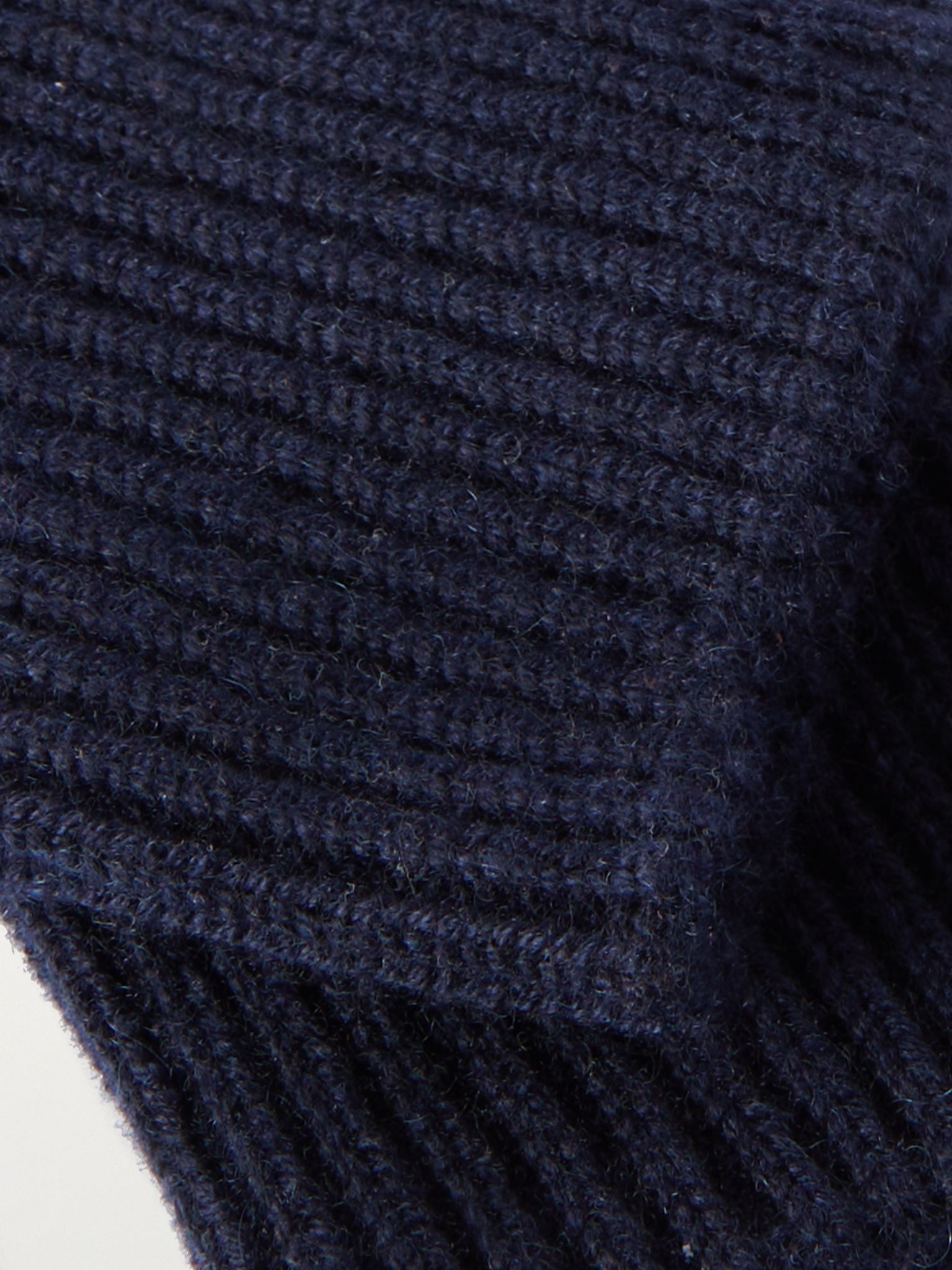 Suede-Trimmed Cashmere Gloves Navy - 2