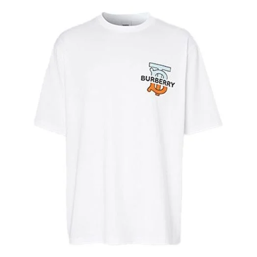 Burberry Logo Pattern Loose Short Sleeve For Men White 80321861 - 1