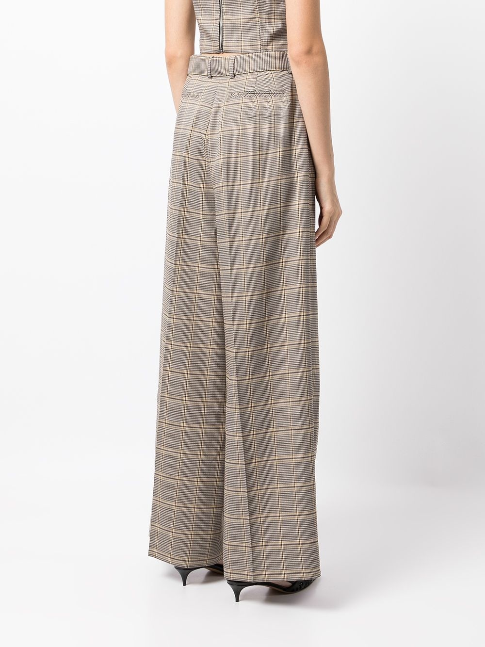 houndstooth belted waist trousers - 4