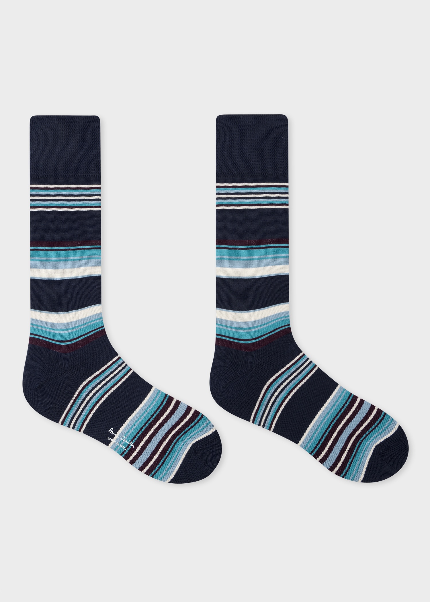 Navy Cotton-Blend Howard Stripe Socks - 2