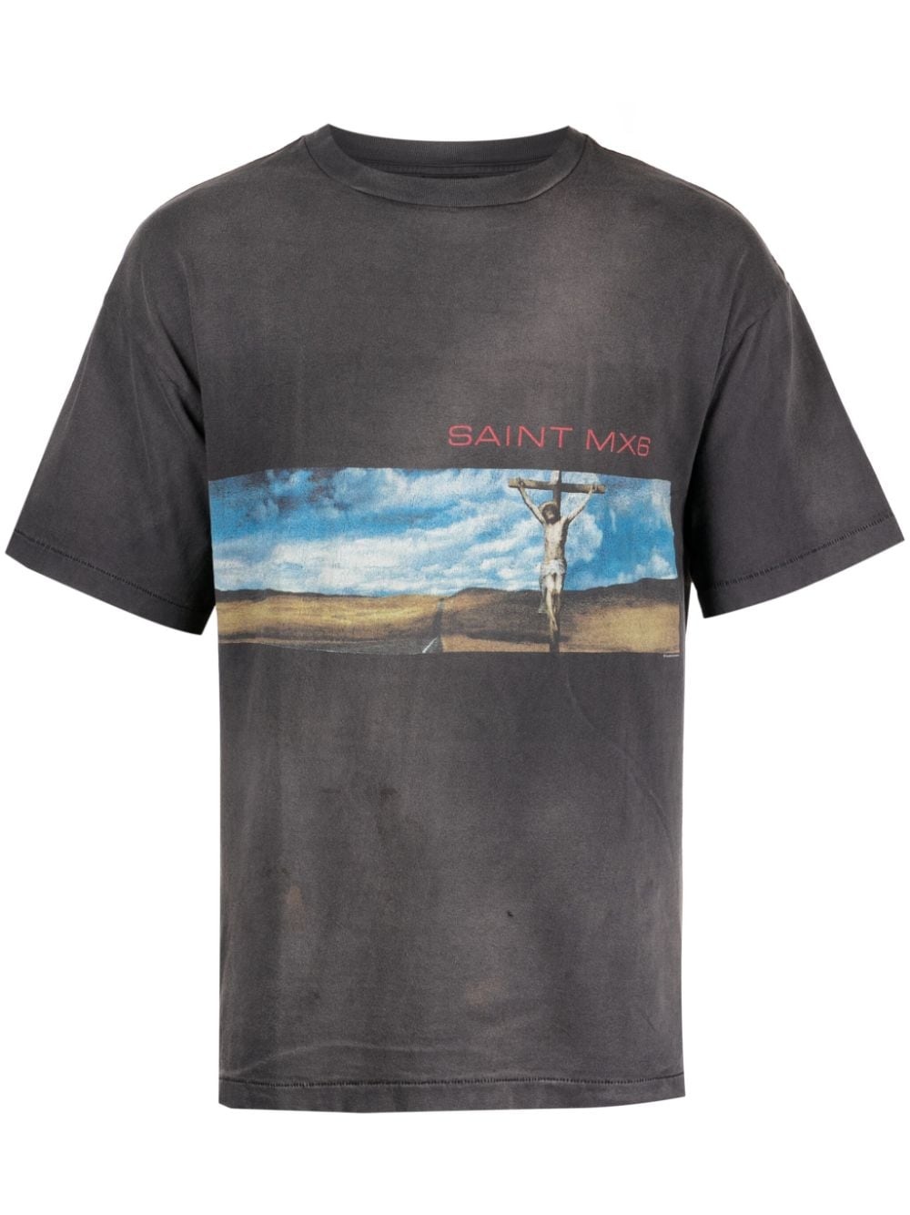 painterly-print cotton T-shirt - 1