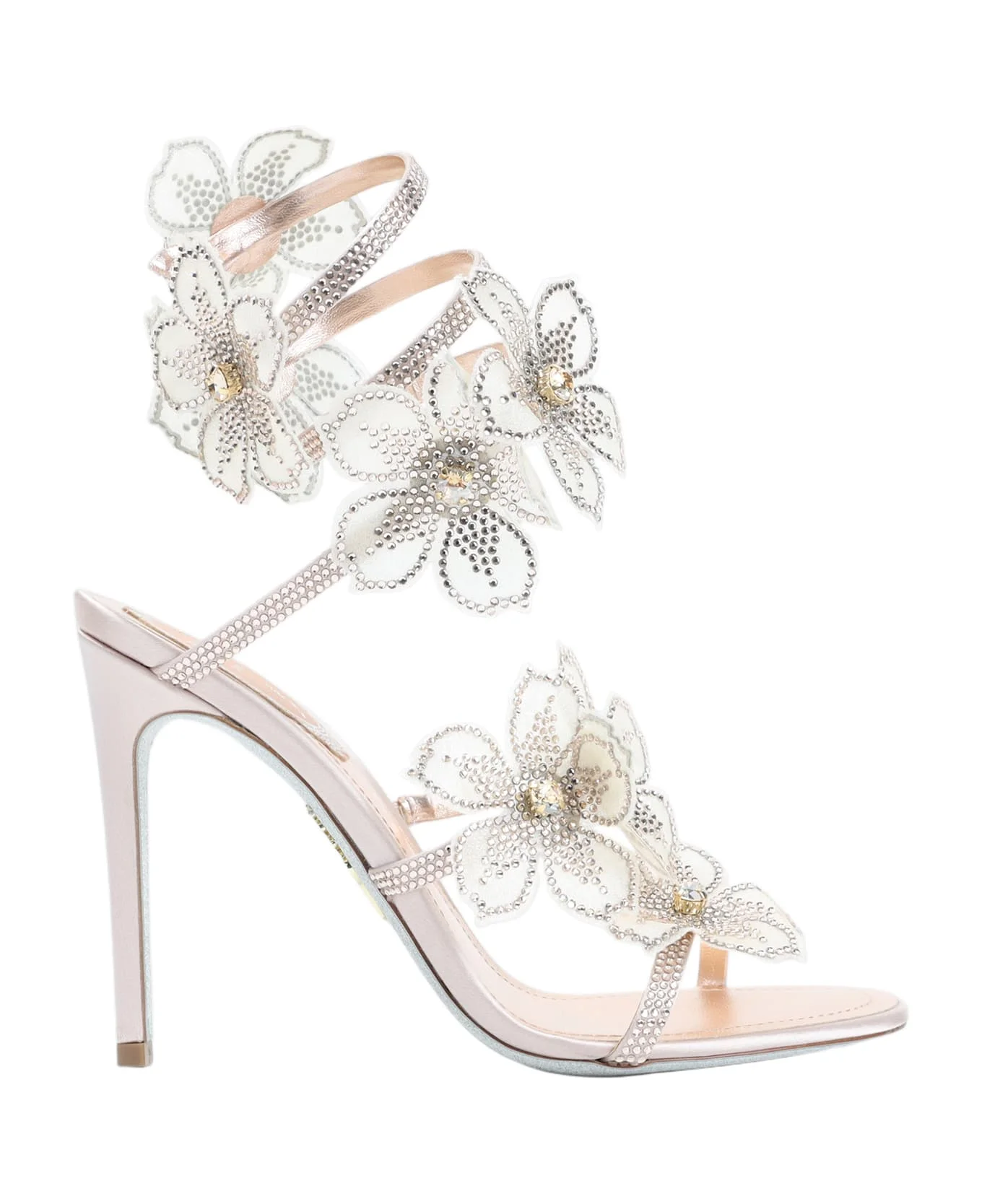 Rene Caovilla Leather Peach Flower Sandals - 1