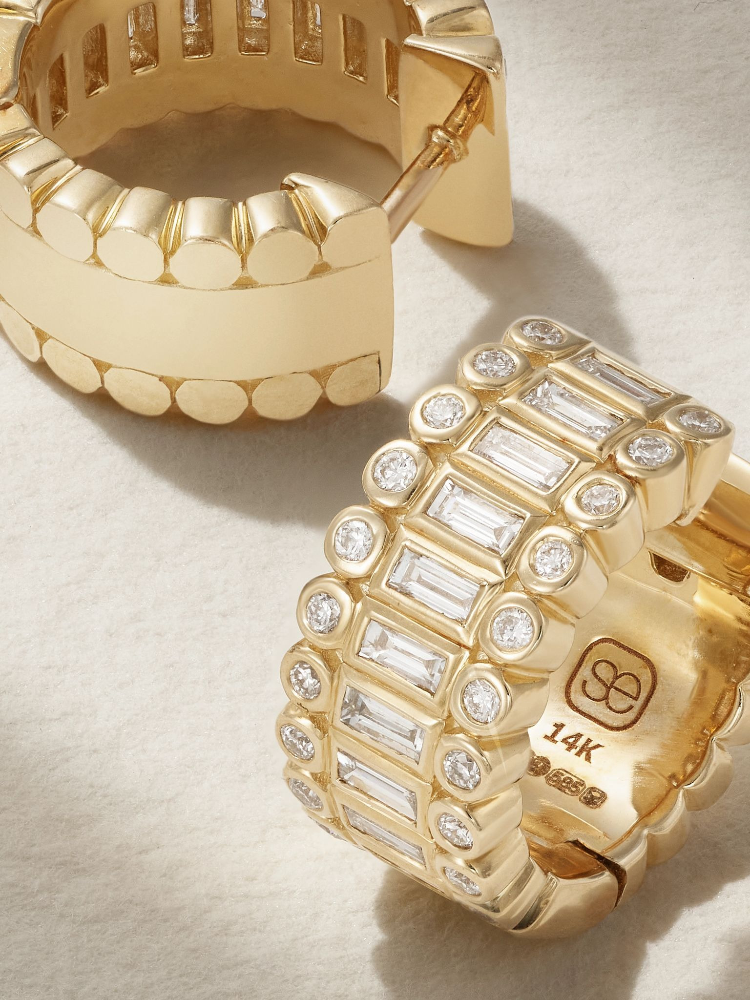 14-karat gold diamond hoop earrings Gold - 3