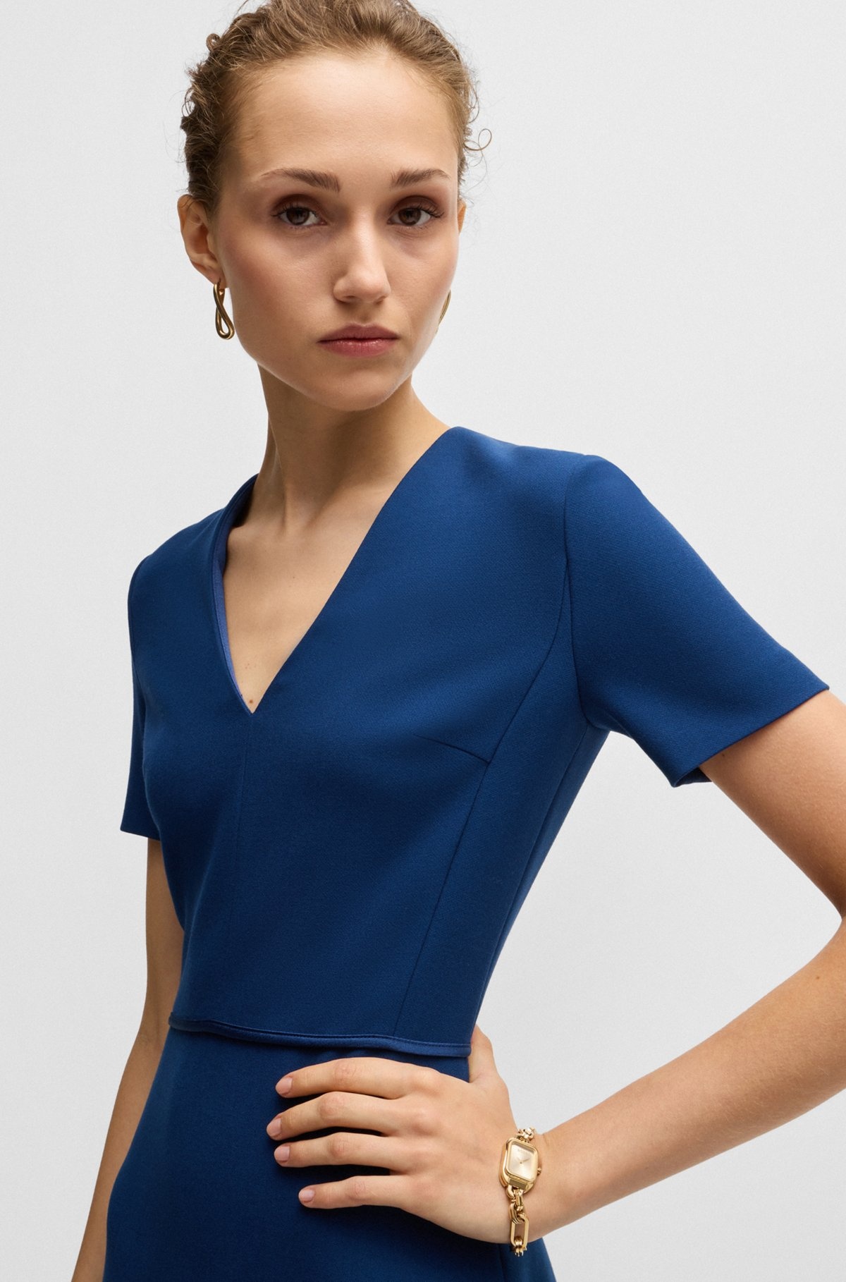 V-NECK DRESS IN STRETCH MATERIAL - 5