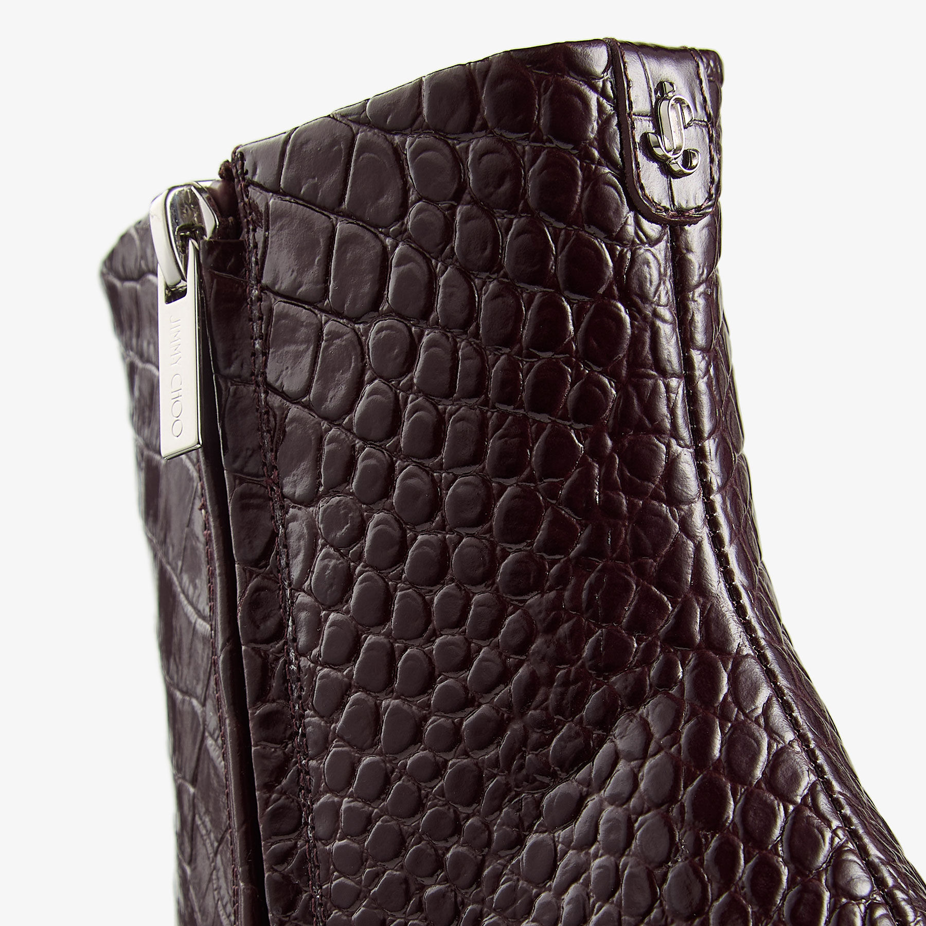 Frankie Ankle Boot  85
Deep Merlot Croc Embossed Leather Ankle Boot - 3