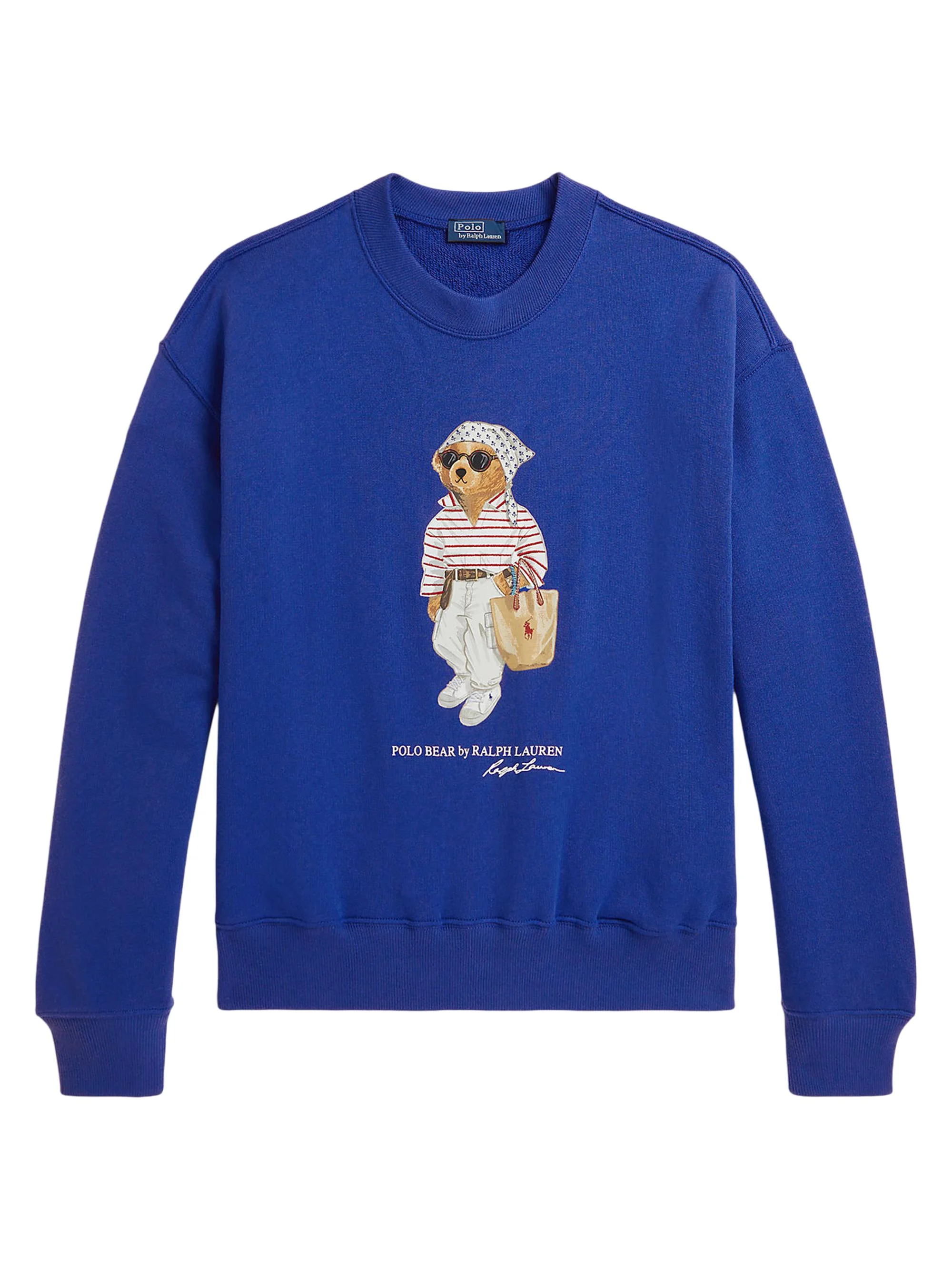 Women's Graphic Cotton Fleece Pullover Sweater - Gala Blue - 1
