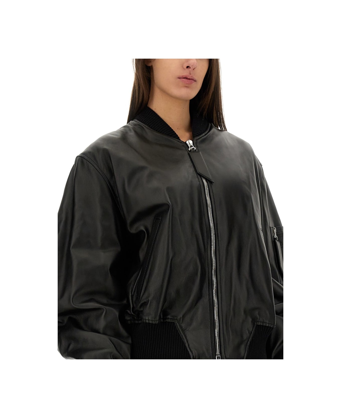 Leather Bomber Jacket - 4