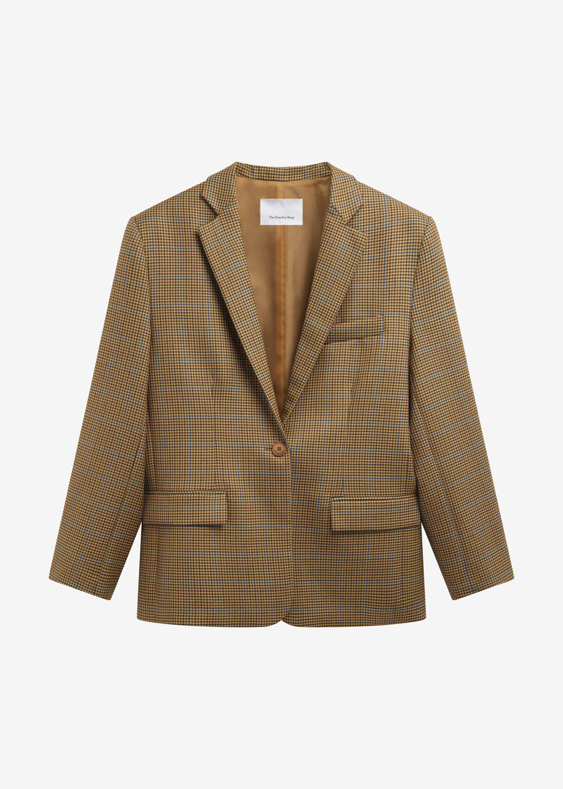 Lyra Oversized Houndstooth Blazer - Camel 8
