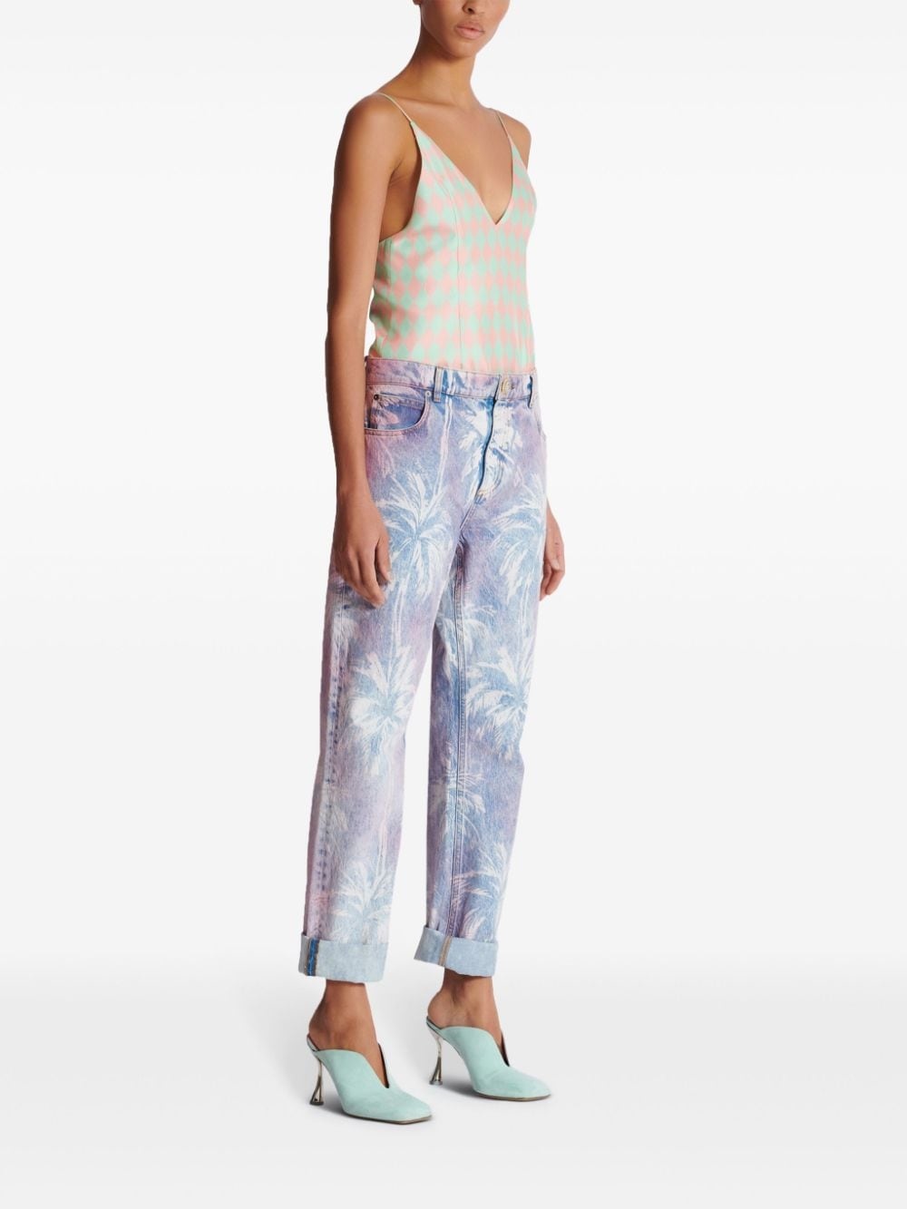 palm tree-print boyfriend jeans - 3