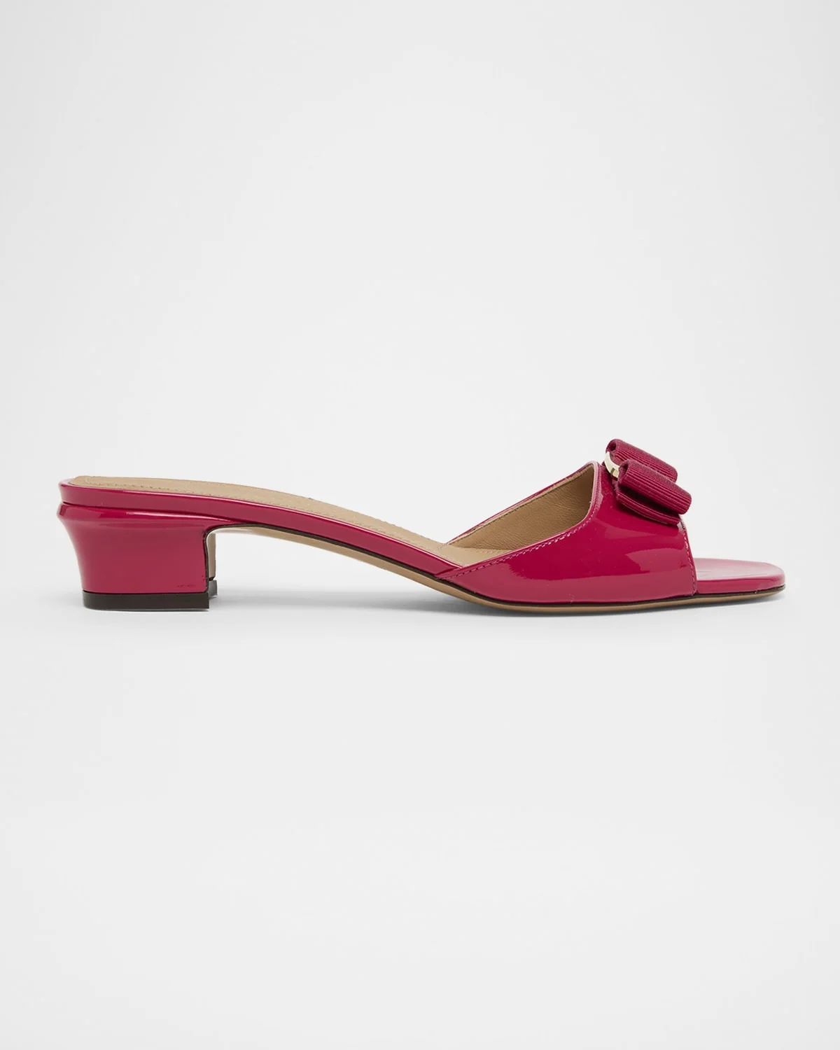 Vanilla Patent Leather Bow Mules - 1