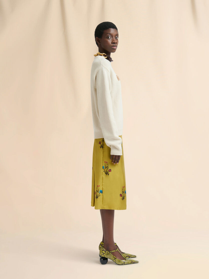 CREAM WOOL SWEATER WITH LASER-CUT MARNI LOGO - 5