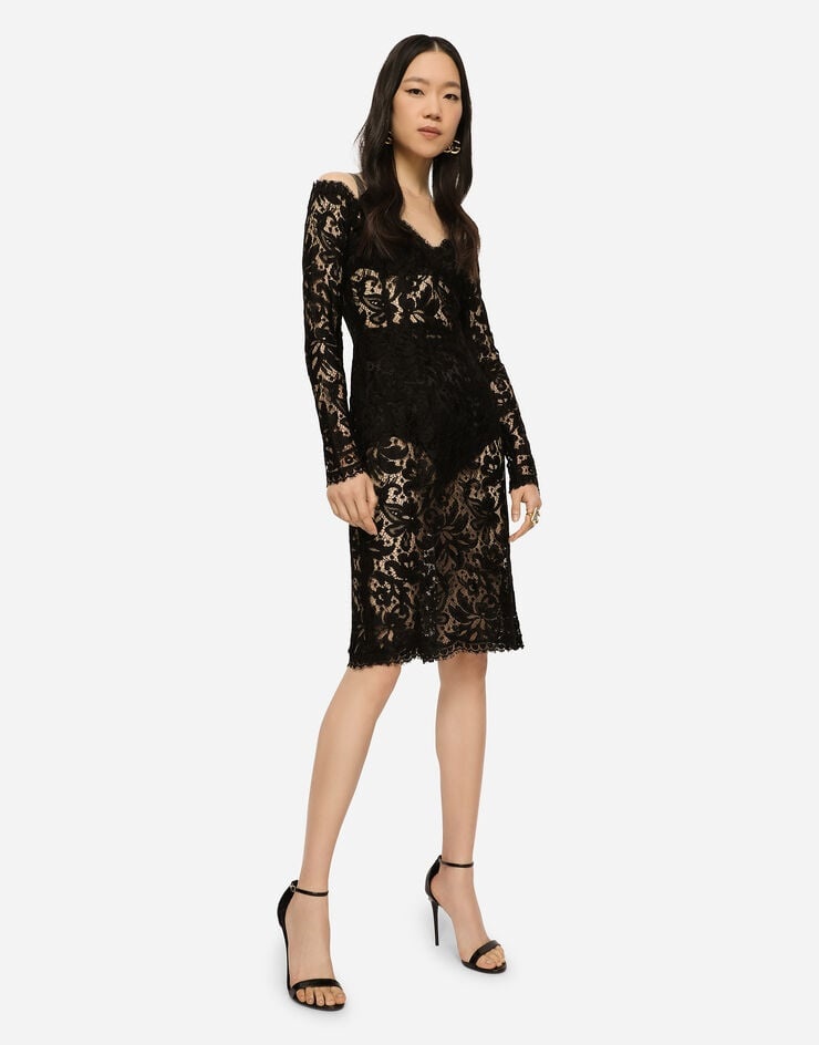 Lace and tulle midi dress - 5
