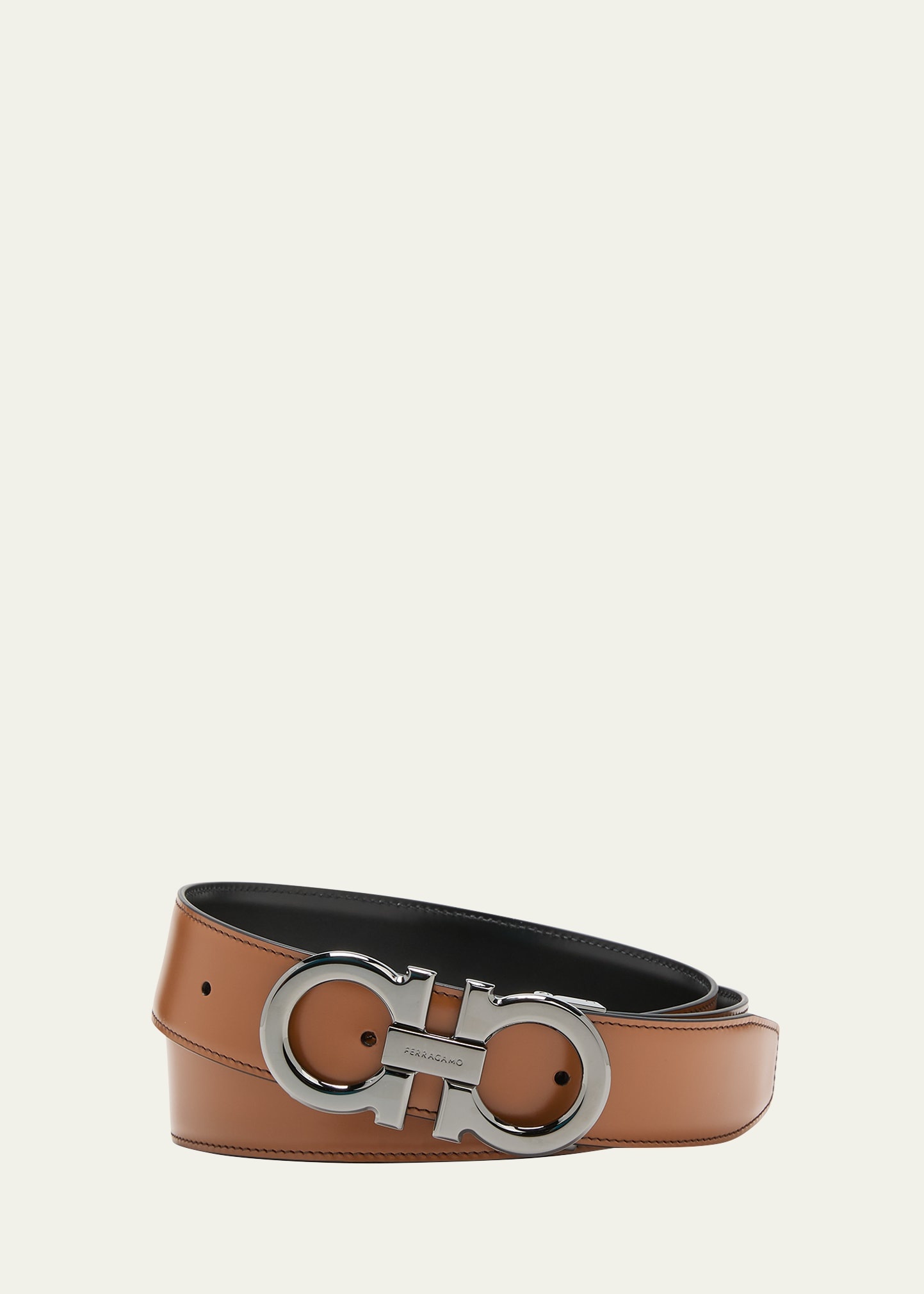 Men's Double Adjustable Leather Gancini Belt - 1