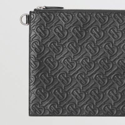 Burberry Embossed Monogram Leather Zip Pouch outlook