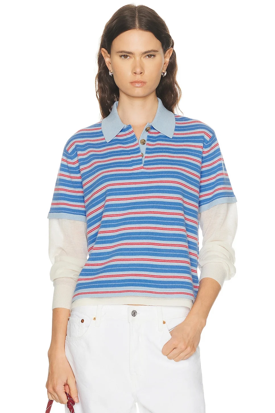Layered Stripe Rugby Sweater - 1