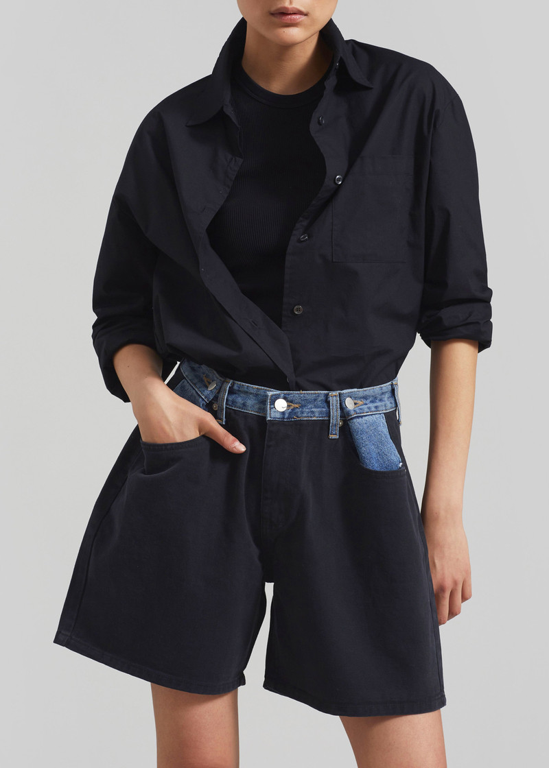 Hayla Contrast Denim Shorts - Black/Blue 5