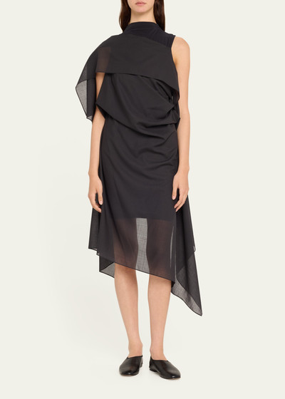 ISSEY MIYAKE Over The Body Draped Wool Midi Dress outlook