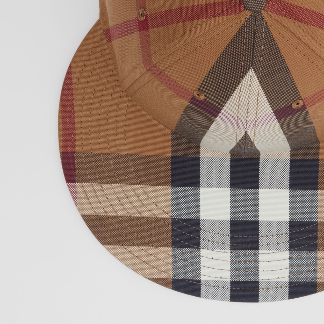 Exaggerated Brim Check Cotton Baseball Cap - 2