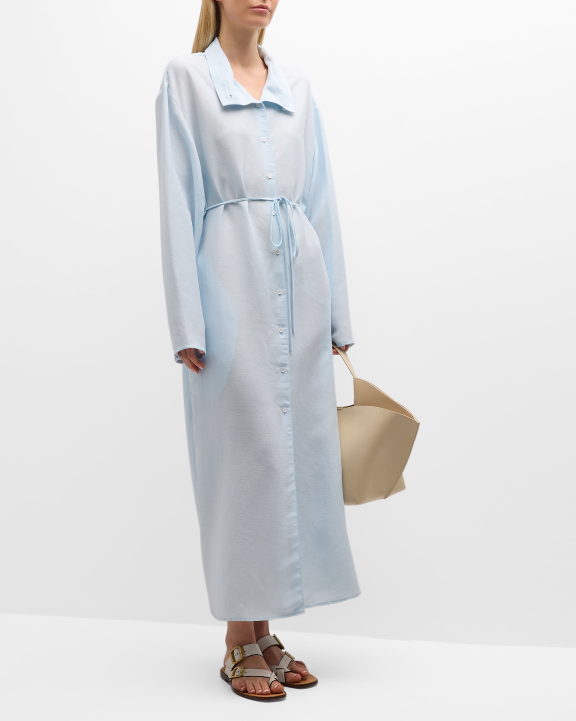 Wide Collar Maxi Shirtdress - 5