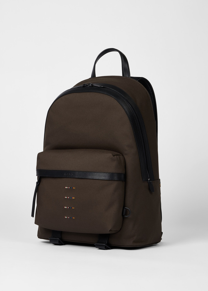 Paul Smith Khaki Cordura® Laser 'Signature Stripe' Backpack outlook