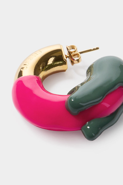 SUNNEI SMALL RUBBERIZED EARRINGS GOLD / fuxia & military green outlook
