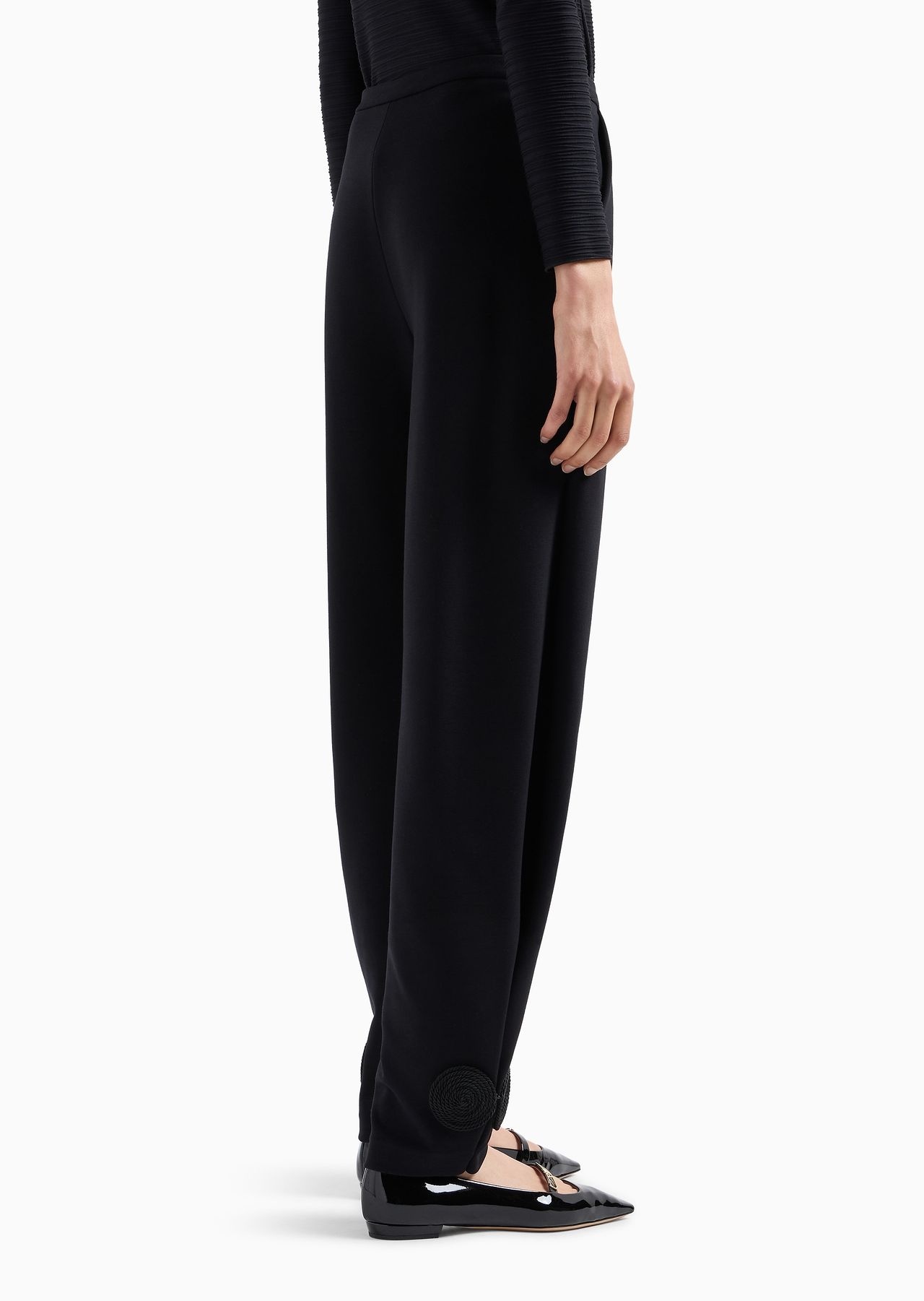 Stretch Milano-stitch fabric trousers with pleat at the hem - 3