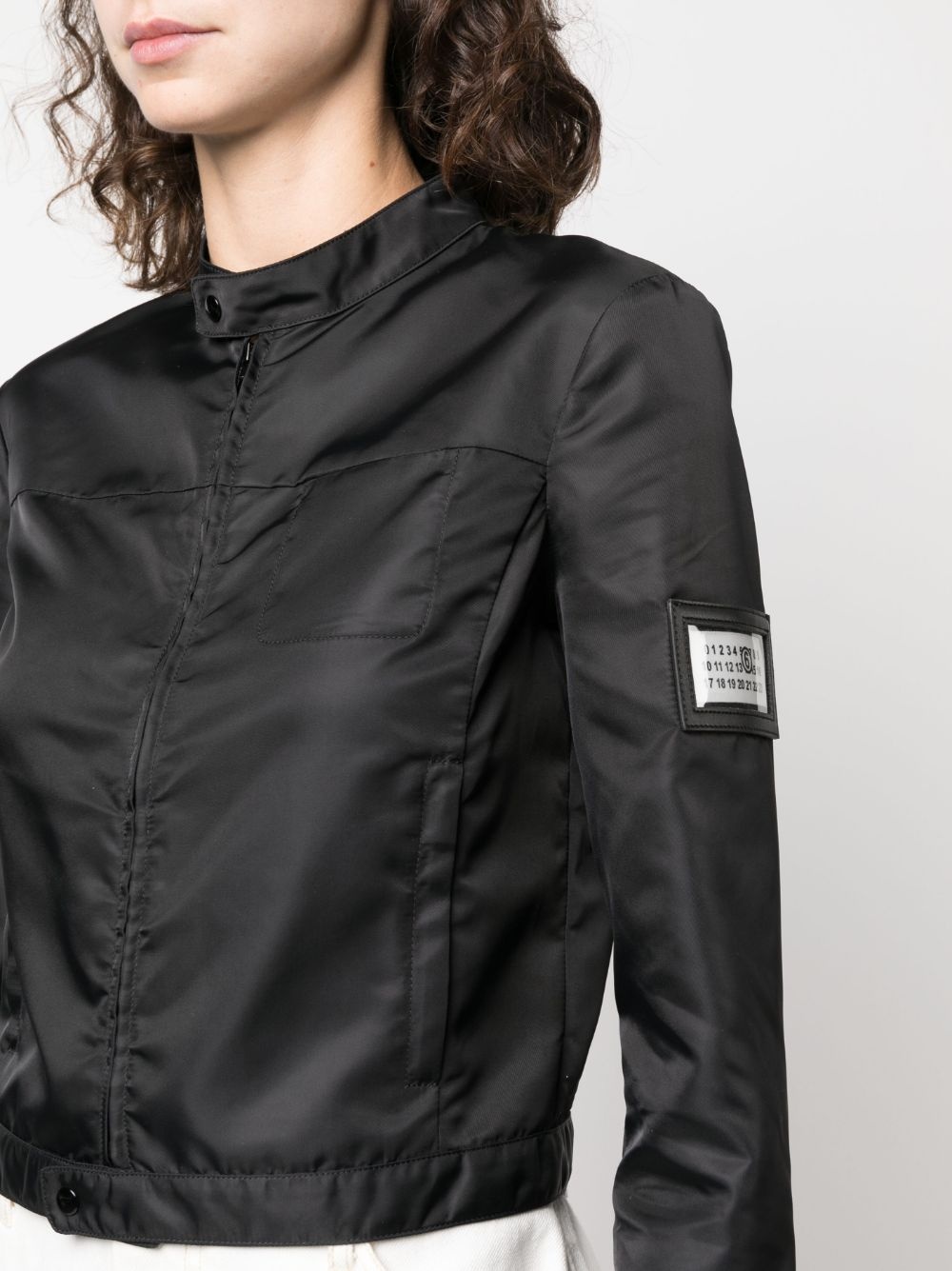 logo-patch cropped jacket - 5