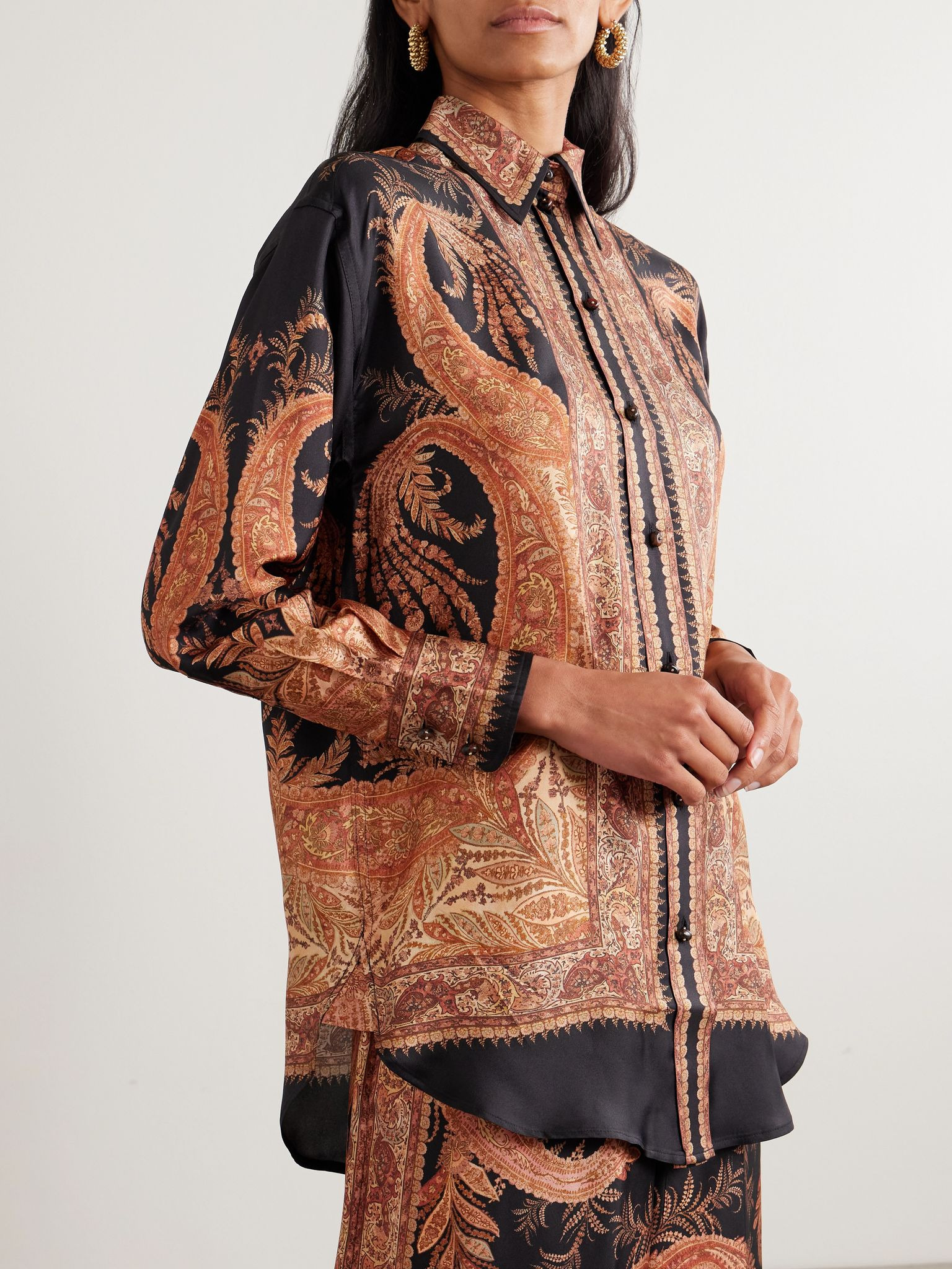 Hypnotic paisley-print silk shirt Black - 3