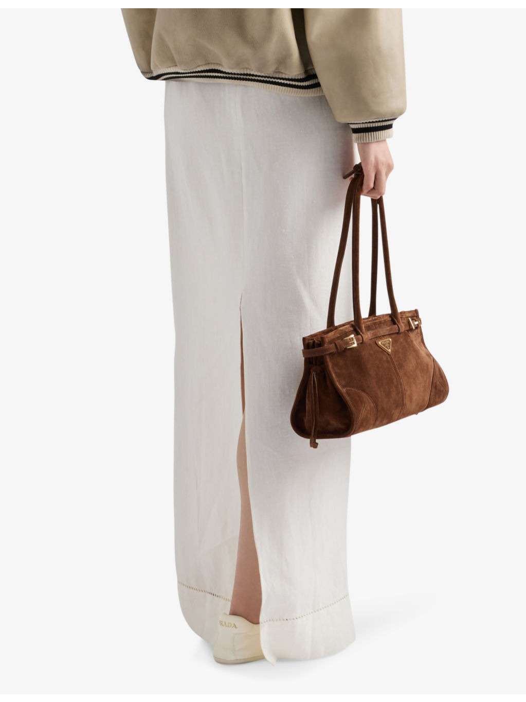 Logo-embroidered mid-rise linen maxi skirt - 4