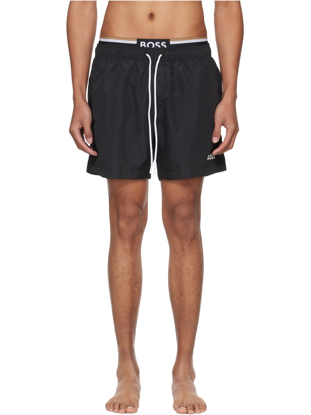 Black Stripe Swim Shorts - 1