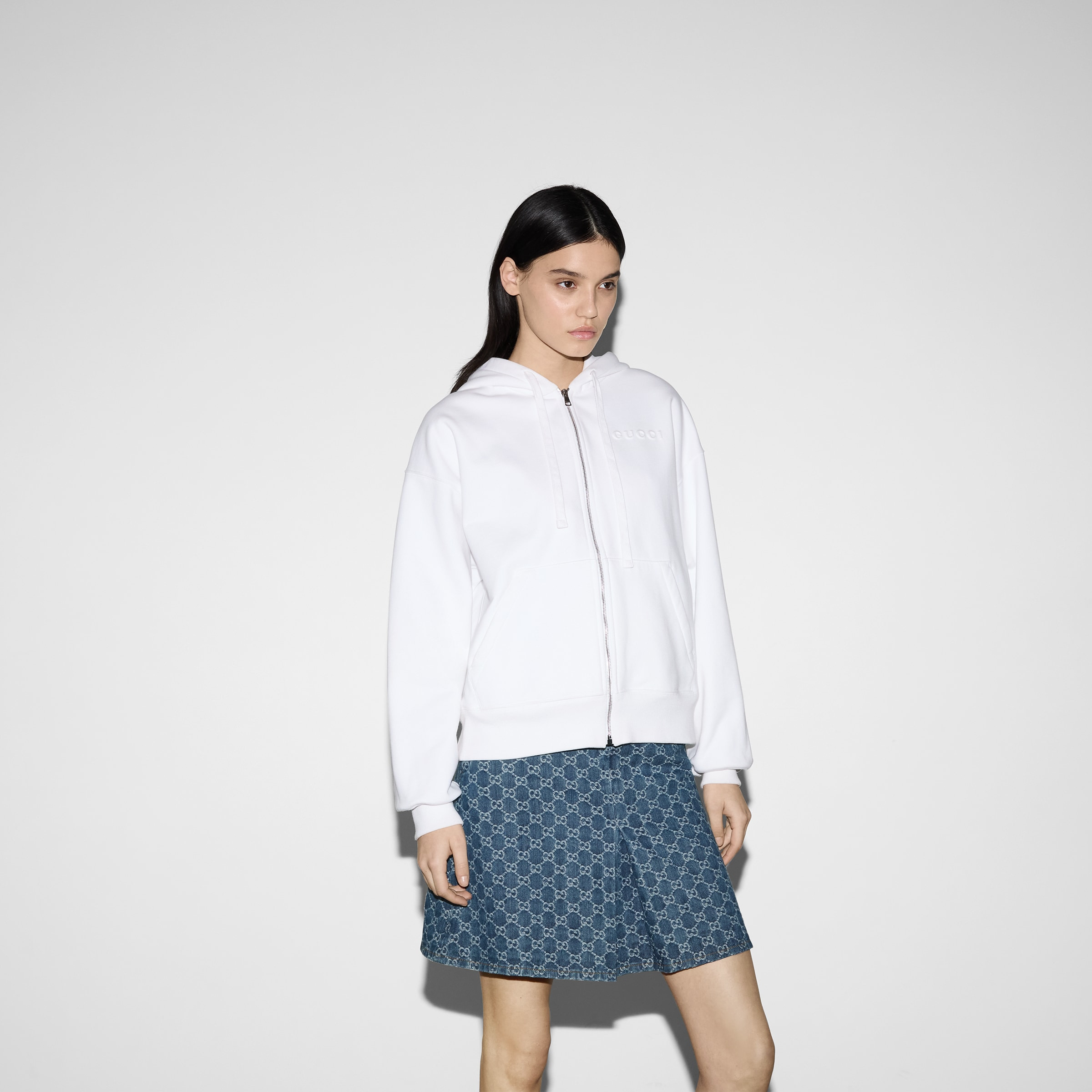 Felted cotton jersey zip jacket - 3