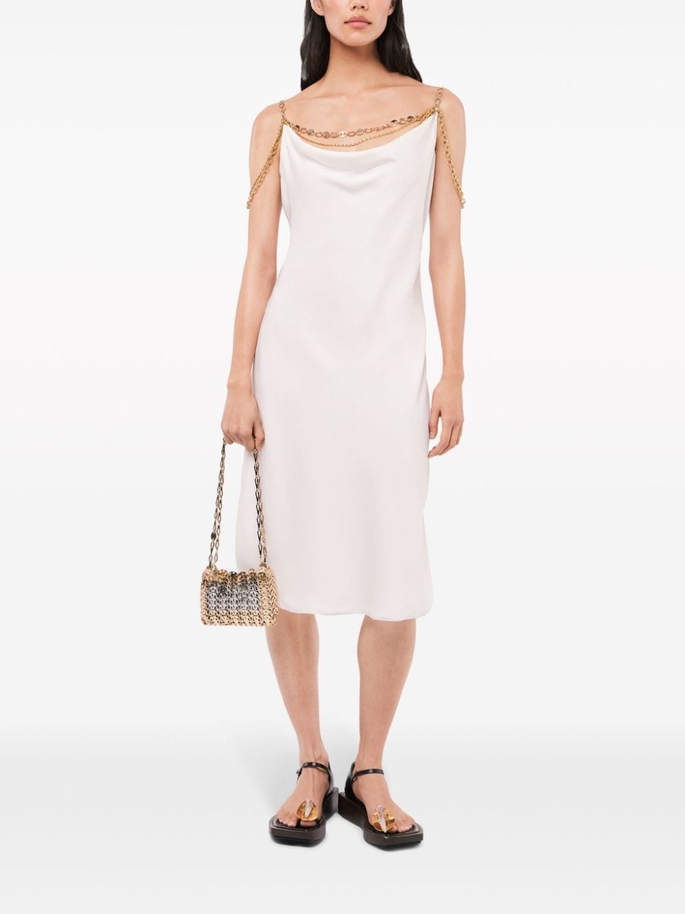 chain-straps silk midi dress - 2