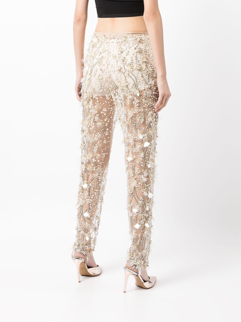 sequined tapered trousers - 4